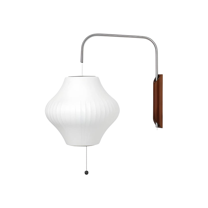 Mid-Century Modern Plug-In Wall Sconce - Adjustable Swivel Ball Light with Walnut Accent & Cord