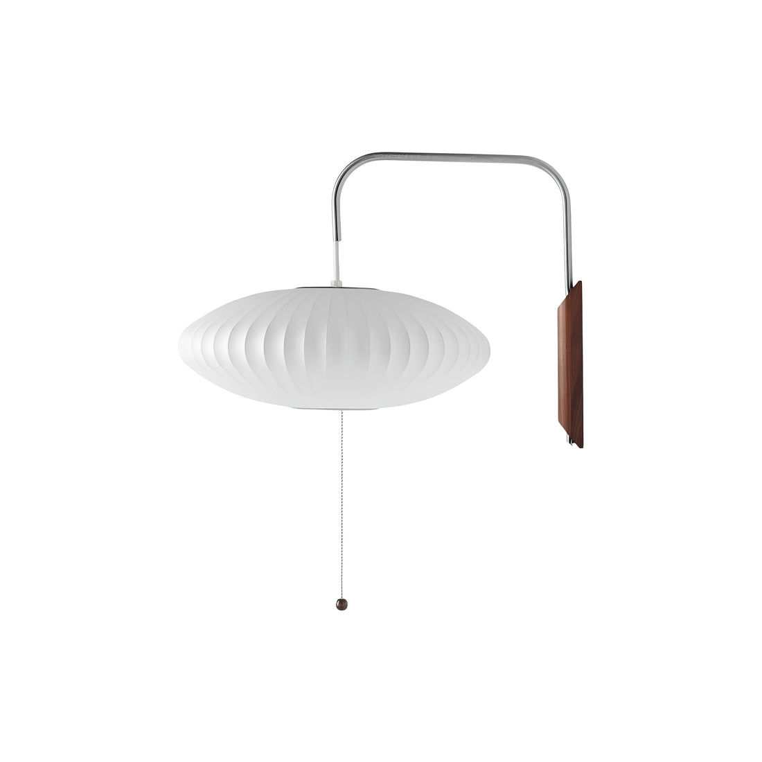 Mid-Century Modern Plug-In Wall Sconce - Adjustable Swivel Ball Light with Walnut Accent & Cord