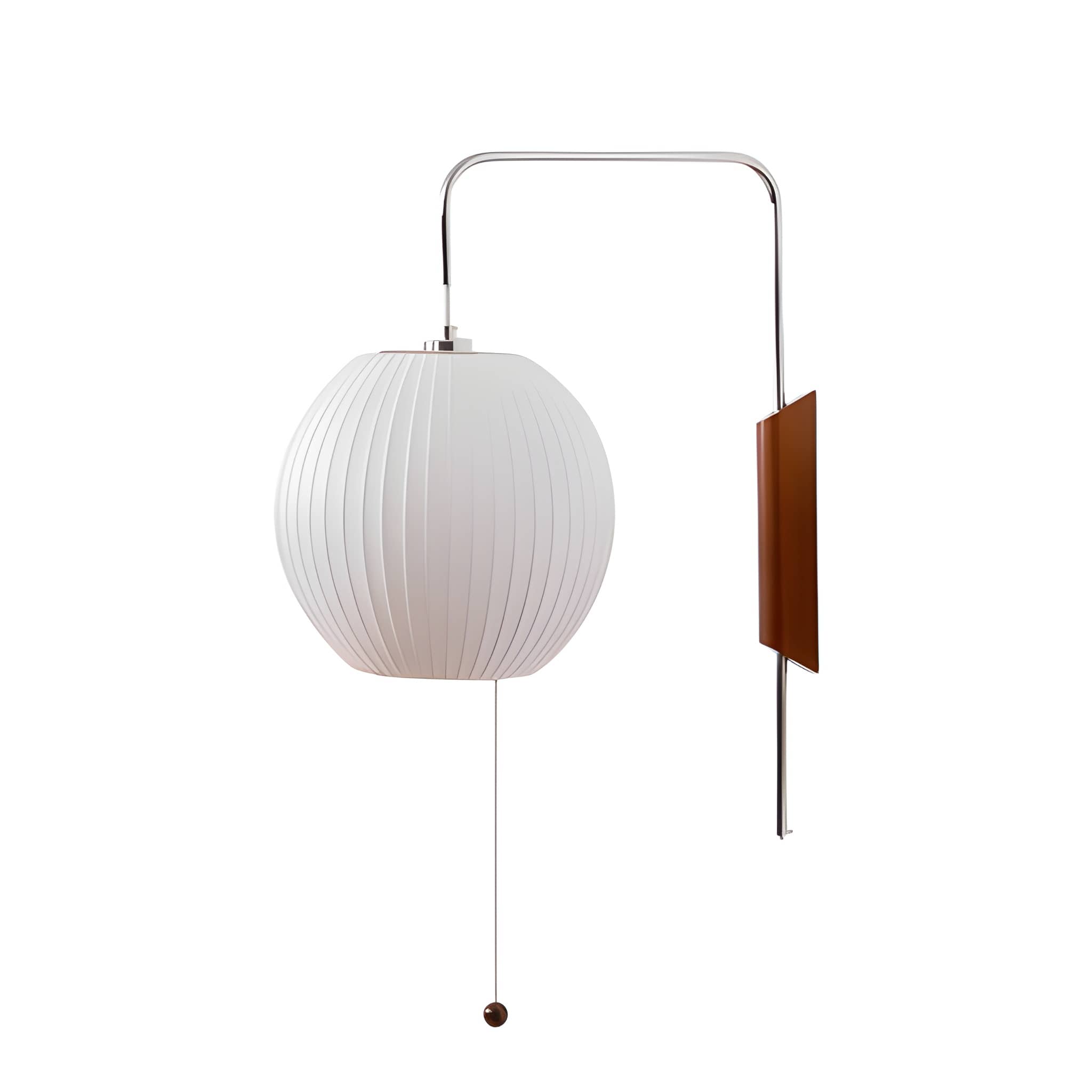 Mid-Century Modern Plug-In Wall Sconce - Adjustable Swivel Ball Light with Walnut Accent & Cord