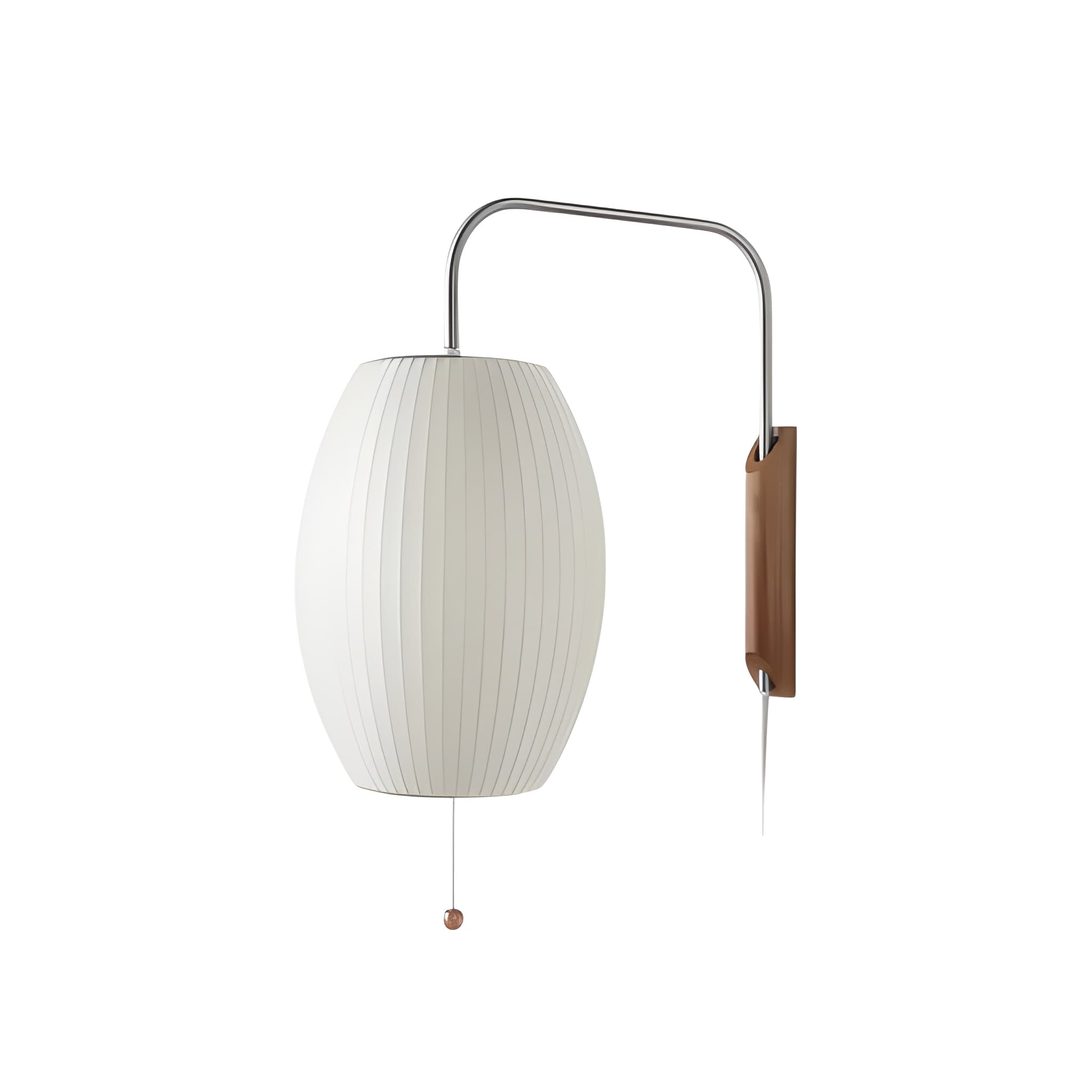 Mid-Century Modern Plug-In Wall Sconce - Adjustable Swivel Ball Light with Walnut Accent & Cord