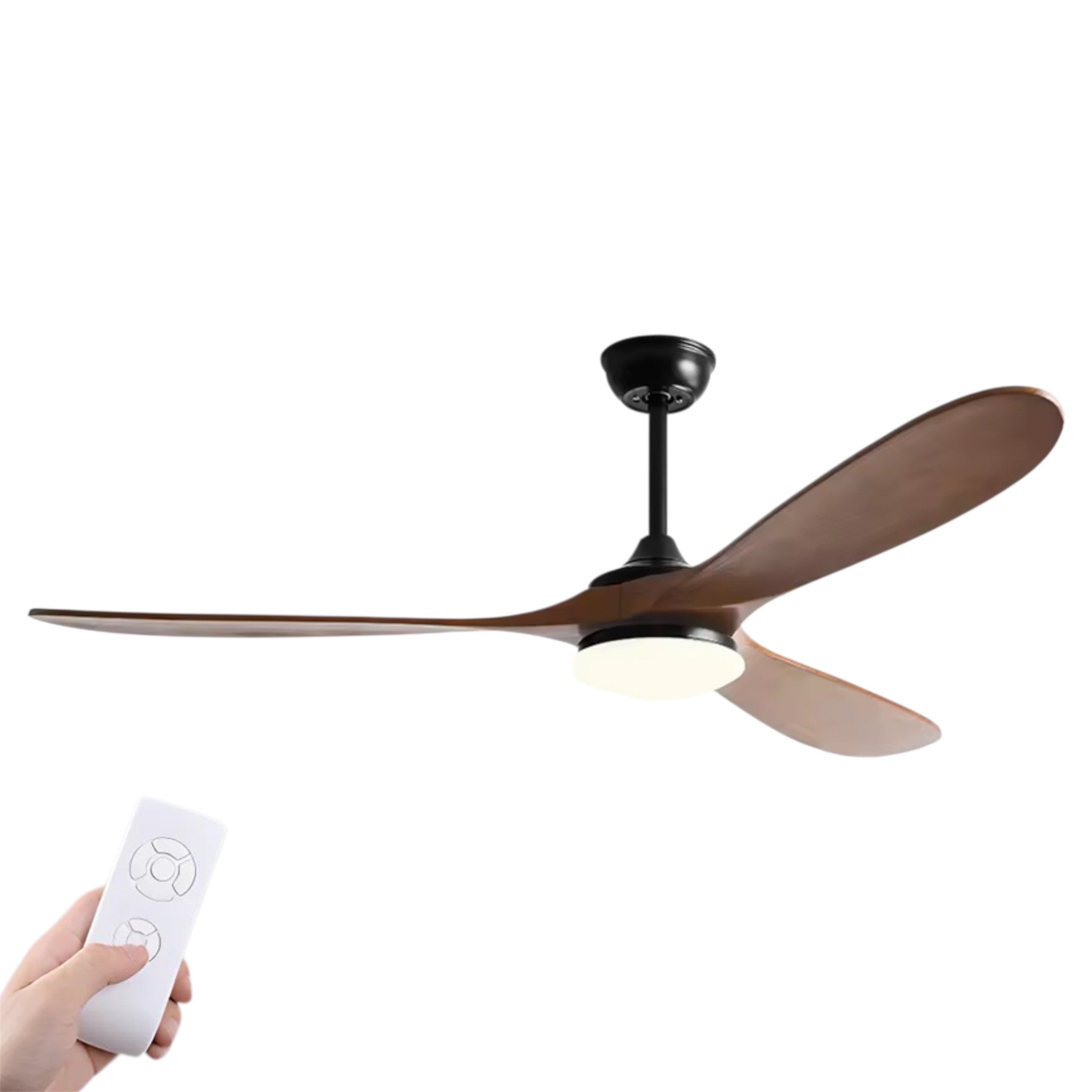 Ceiling Fan with Light, 3 Wood Blades, Remote Control, DC Motor, 42"/52"/60