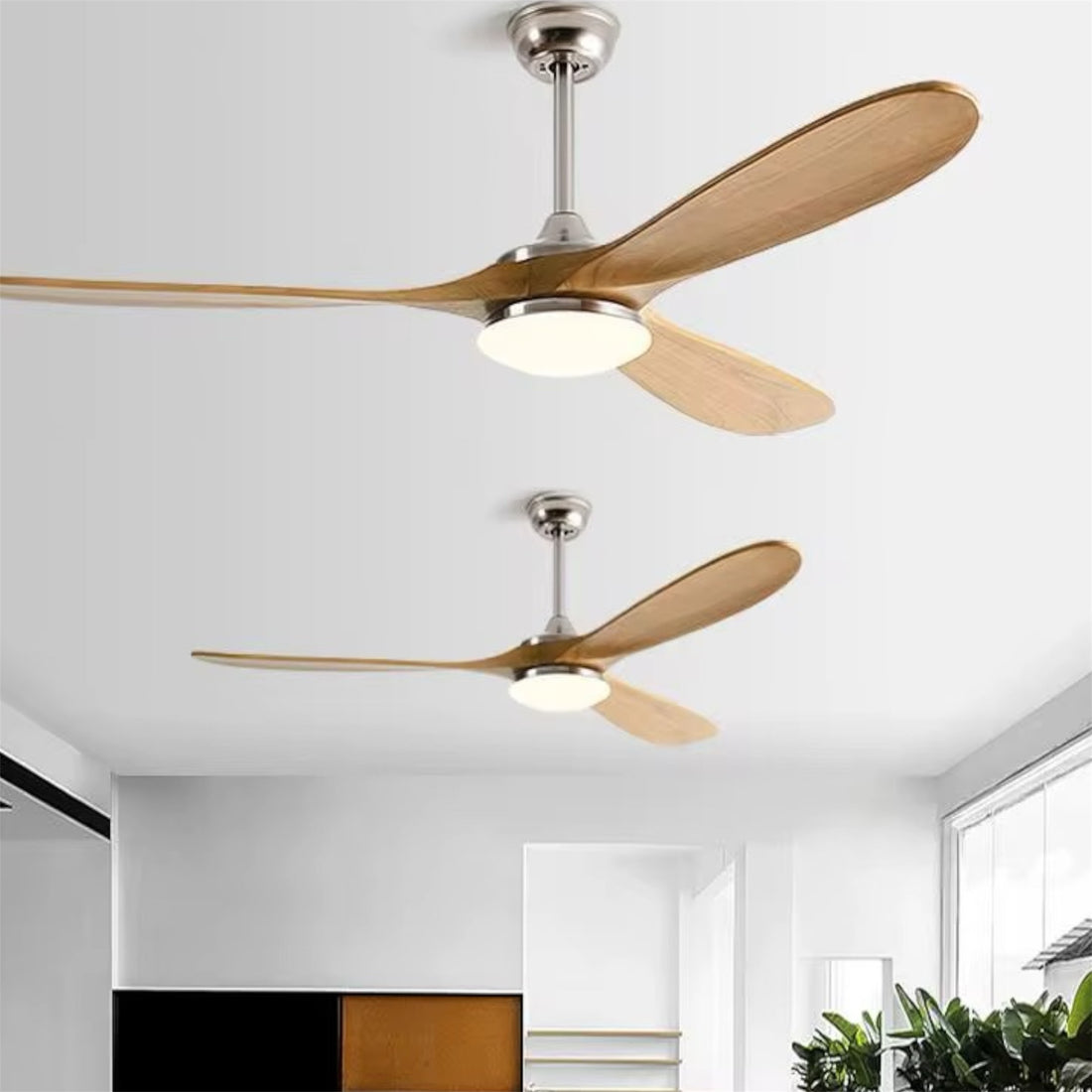 Ceiling Fan with Light, 3 Wood Blades, Remote Control, DC Motor, 42"/52"/60