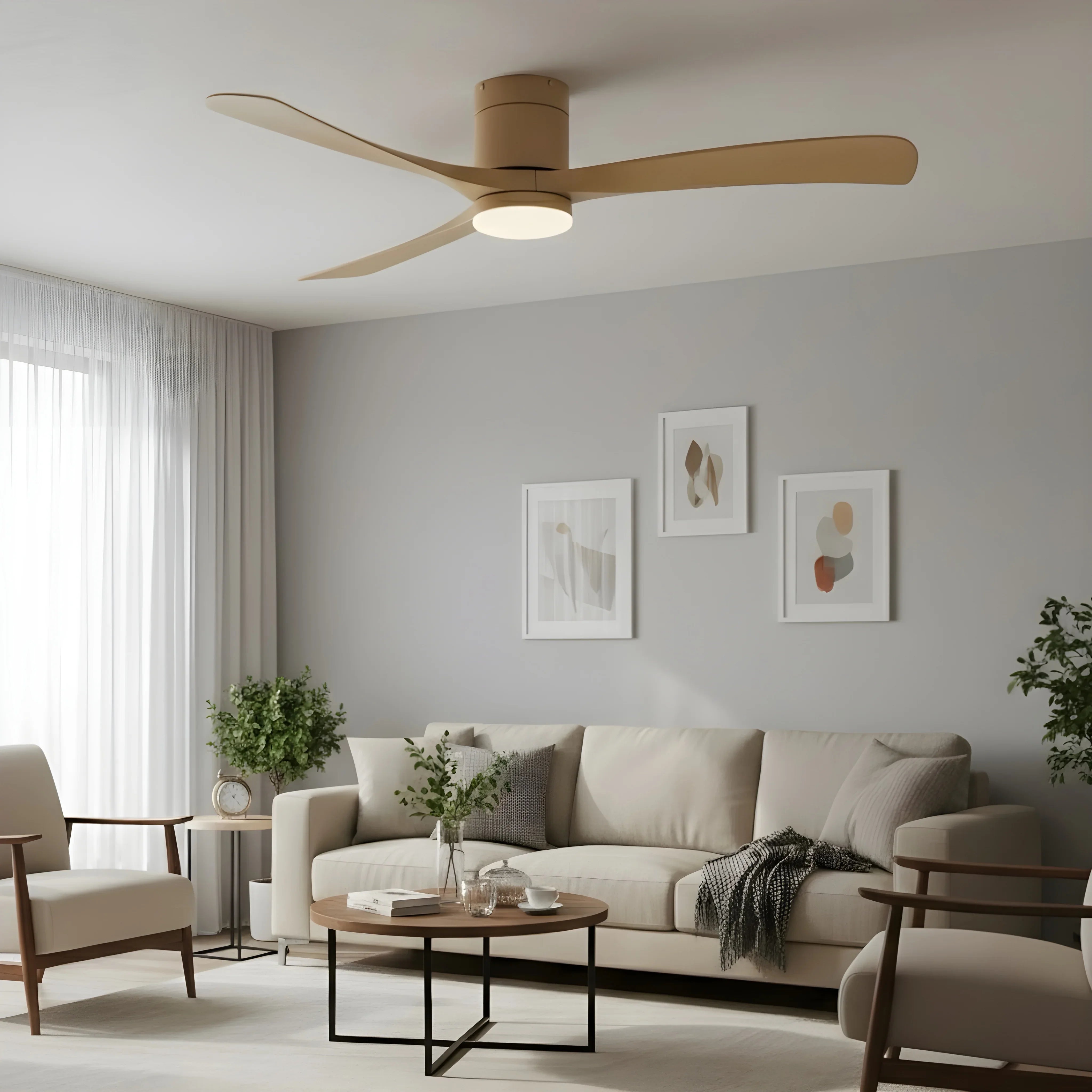 Ceiling Fan with LED Light, Remote Control, DC Motor, 38"/46"/56"