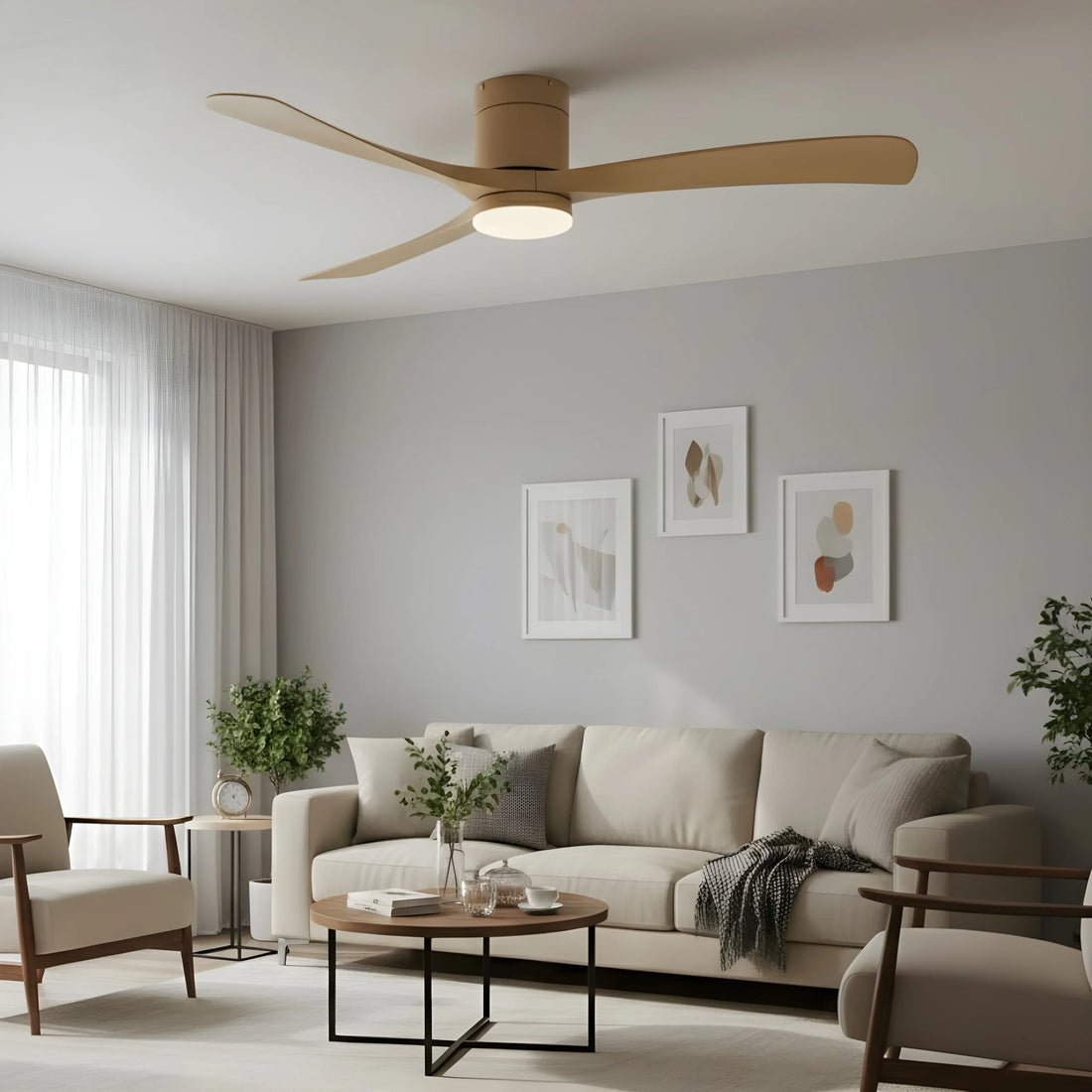 Ceiling Fan with LED Light, Remote Control, DC Motor, 38"/46"/56"
