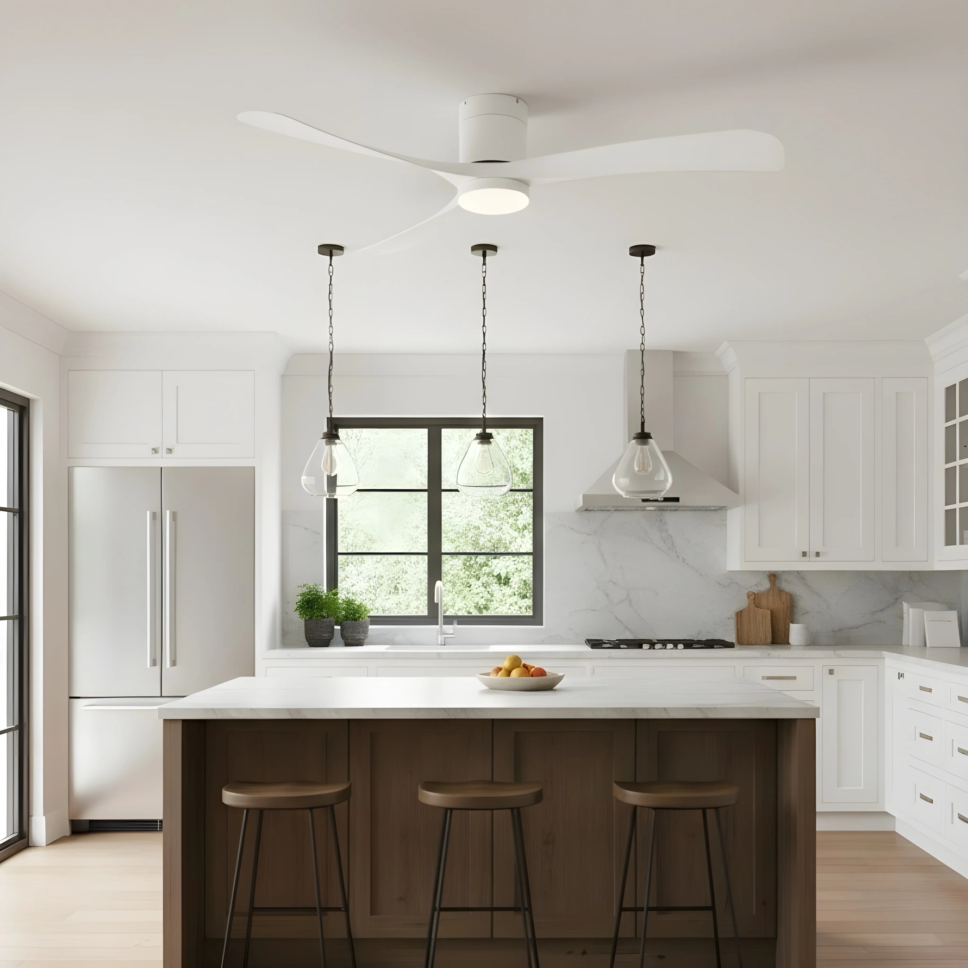 Ceiling Fan with LED Light, Remote Control, DC Motor, 38"/46"/56"