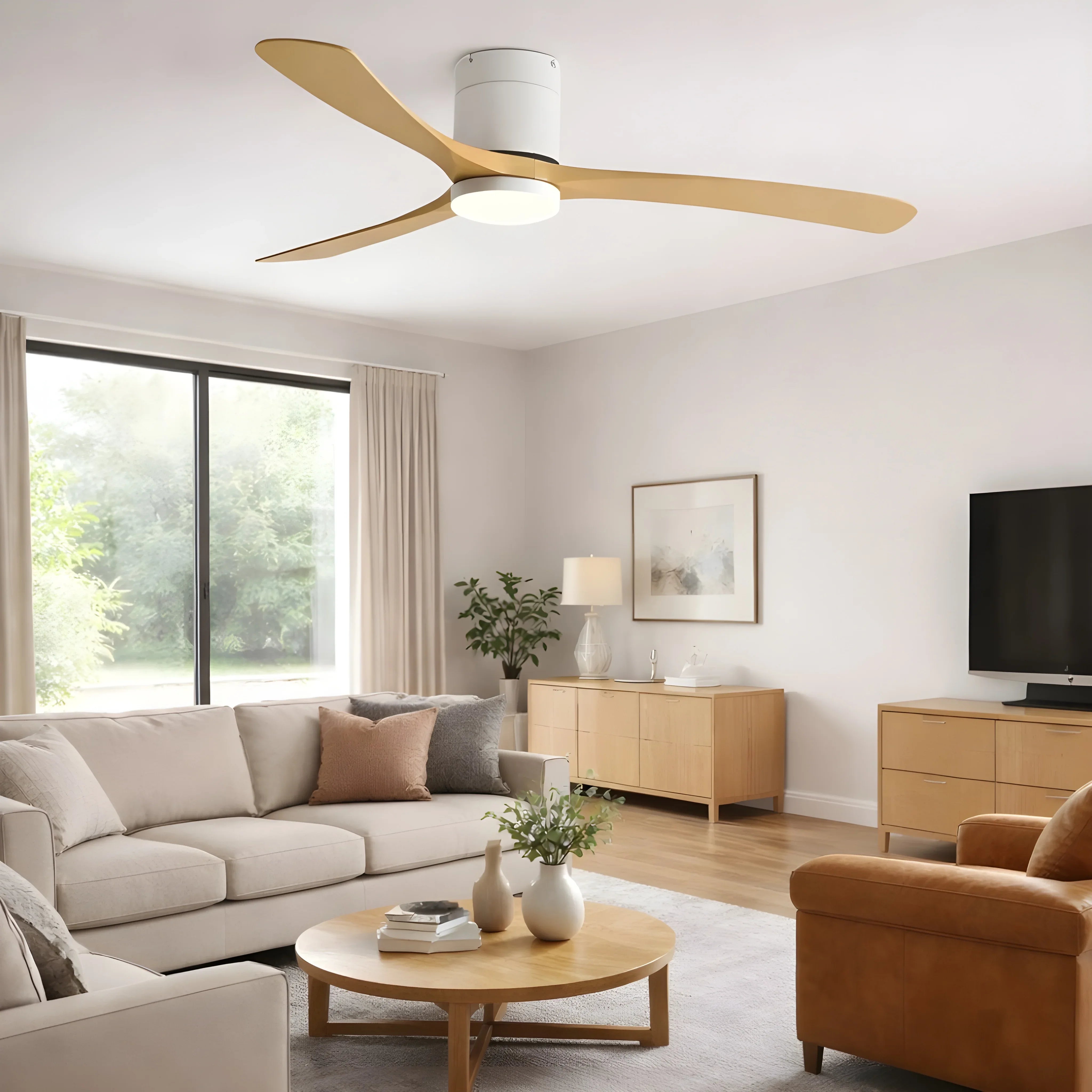 Ceiling Fan with LED Light, Remote Control, DC Motor, 38"/46"/56"