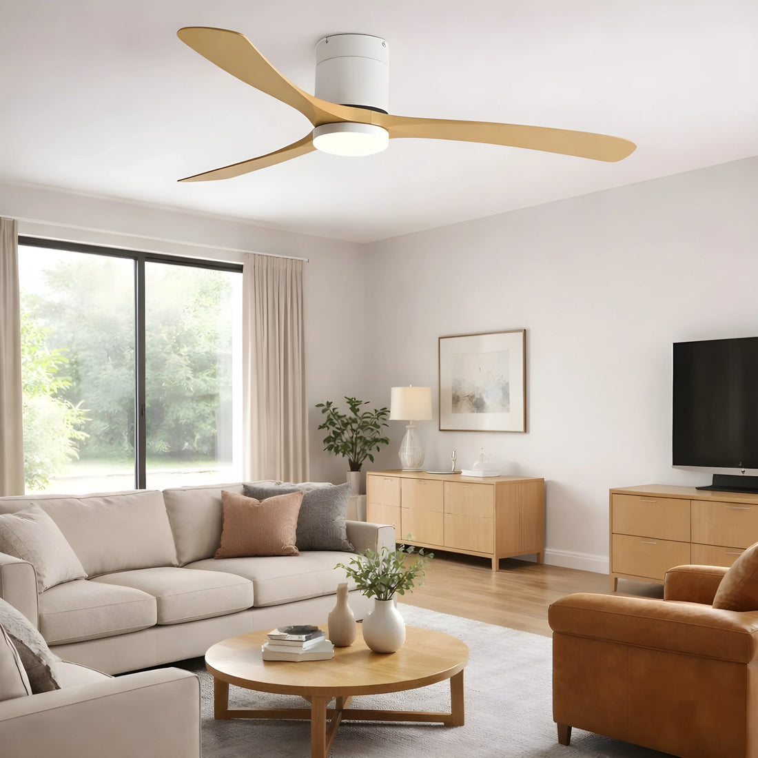 Ceiling Fan with LED Light, Remote Control, DC Motor, 38"/46"/56"