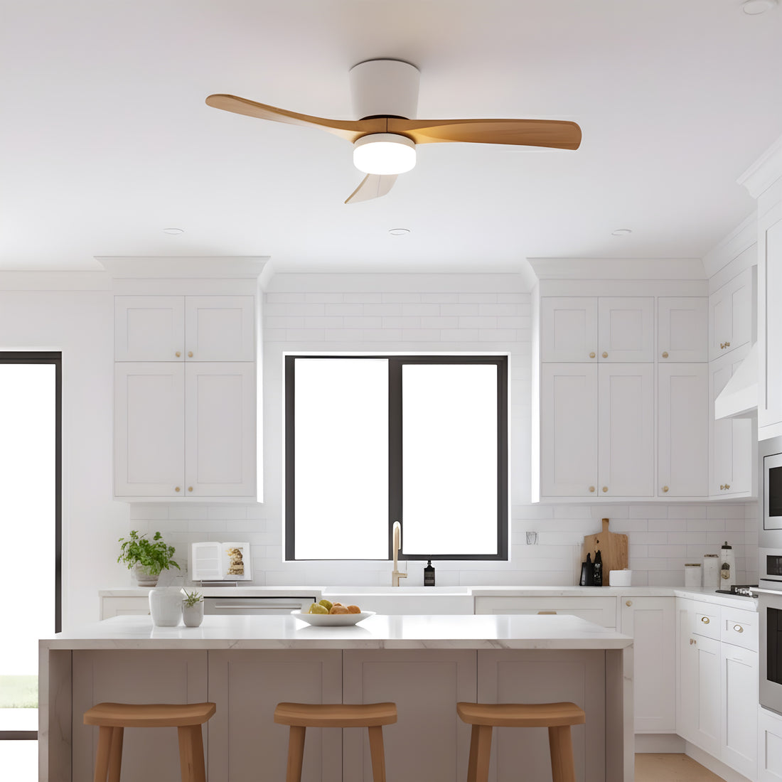 Wood Ceiling Fan with LED Light, 42"/52"