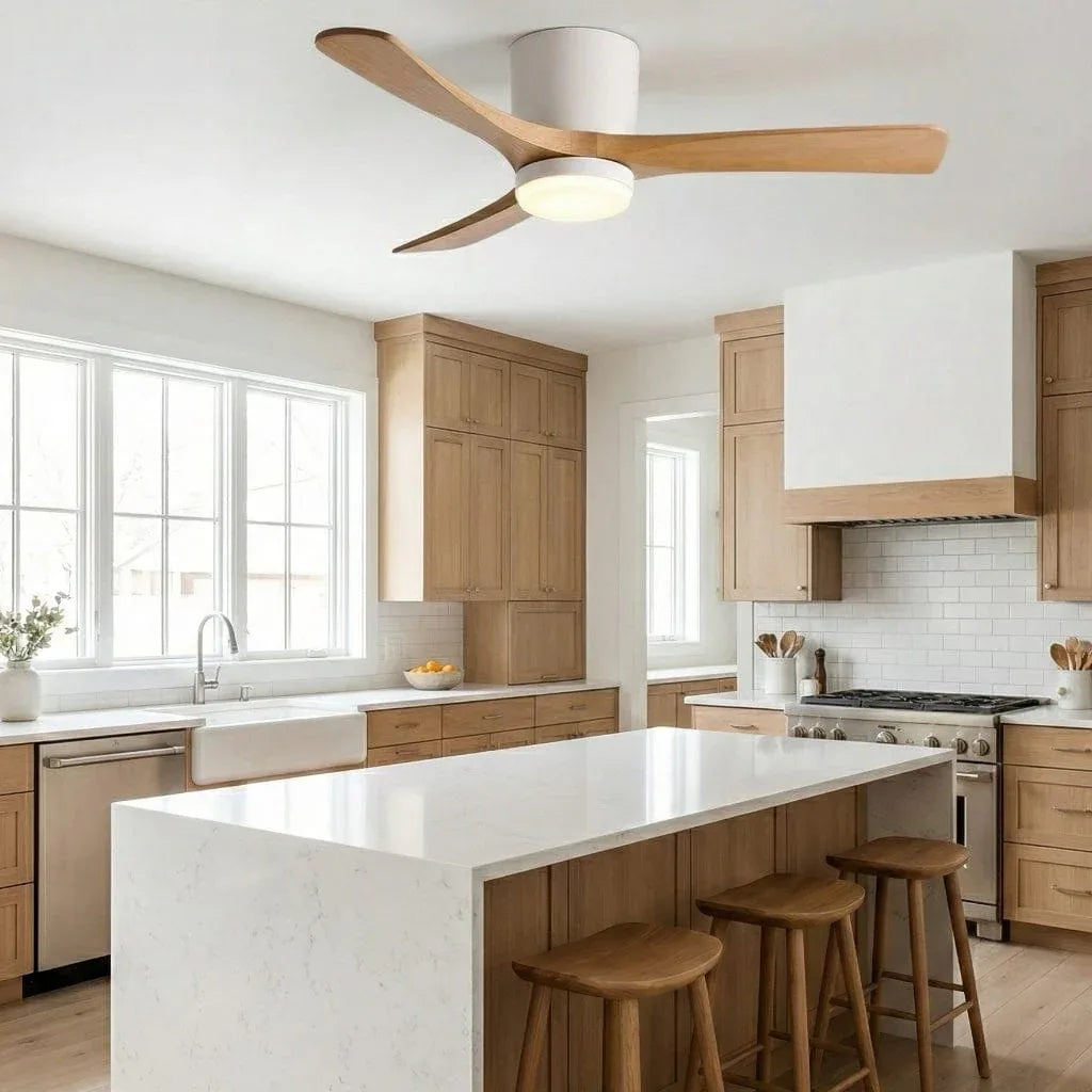 Wood Ceiling Fan with LED Light, 42"/52"