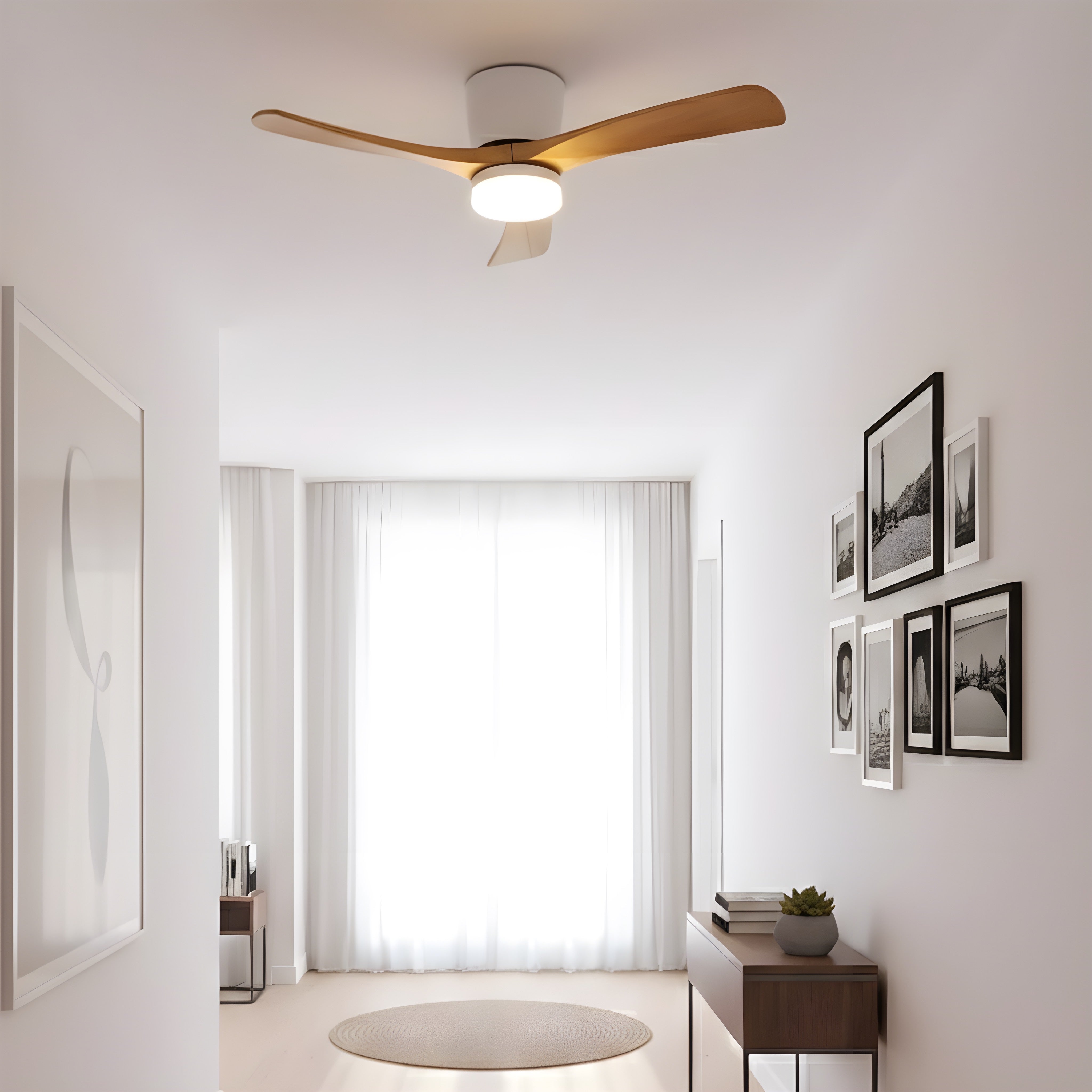Wood Ceiling Fan with LED Light, 42"/52"