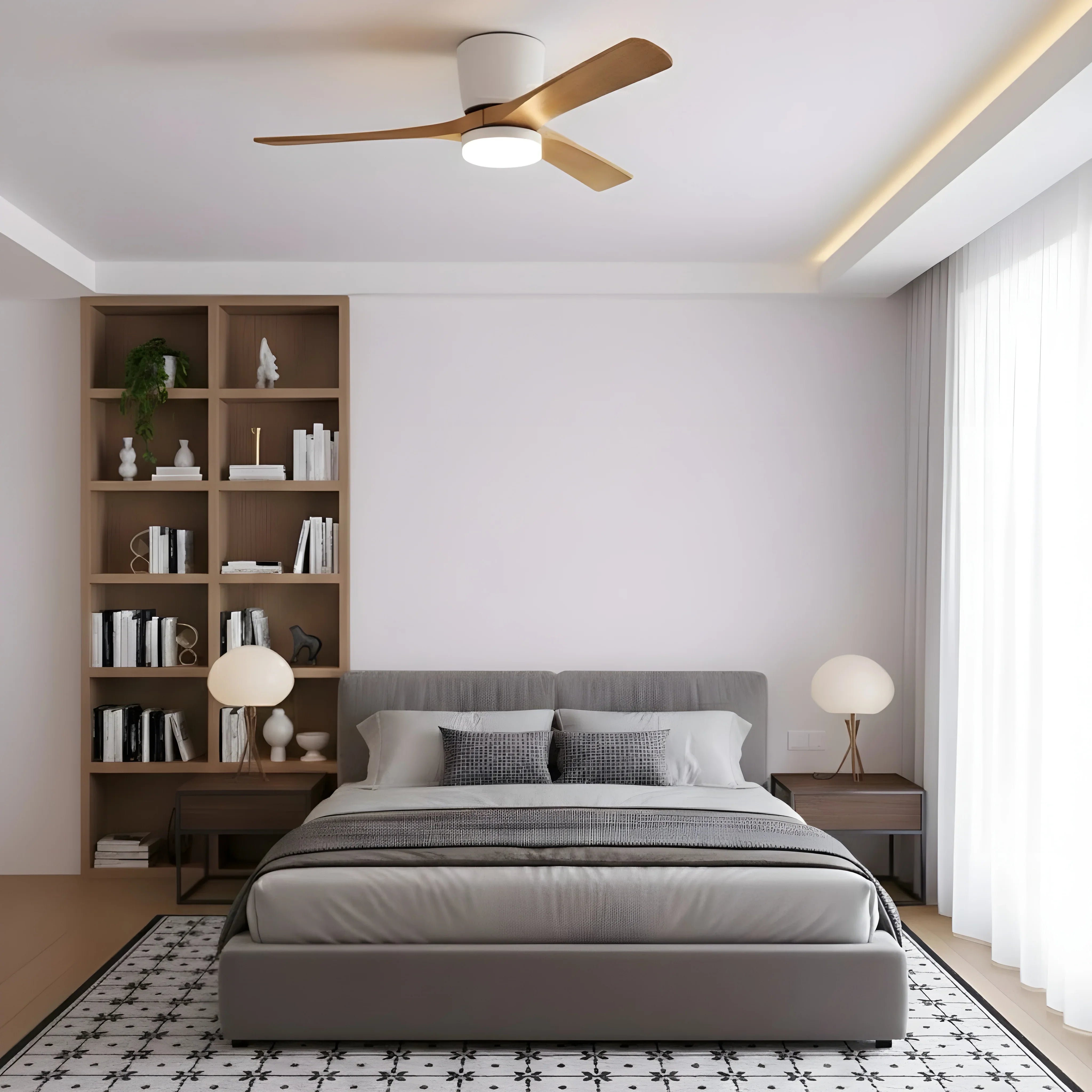 Wood Ceiling Fan with LED Light, 42"/52"