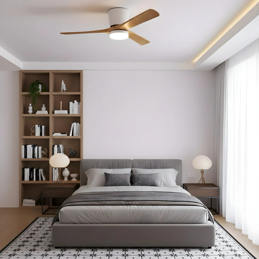 Wood Ceiling Fan with LED Light, 42"/52"