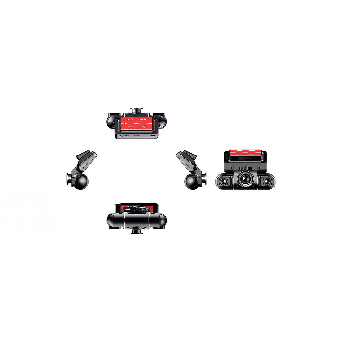 1080P 4-Channel Dash Cam with Front, Rear, Inside, and Side Cameras, FHD 360° Car DVR with Parking Mode, Supports up to 128GB