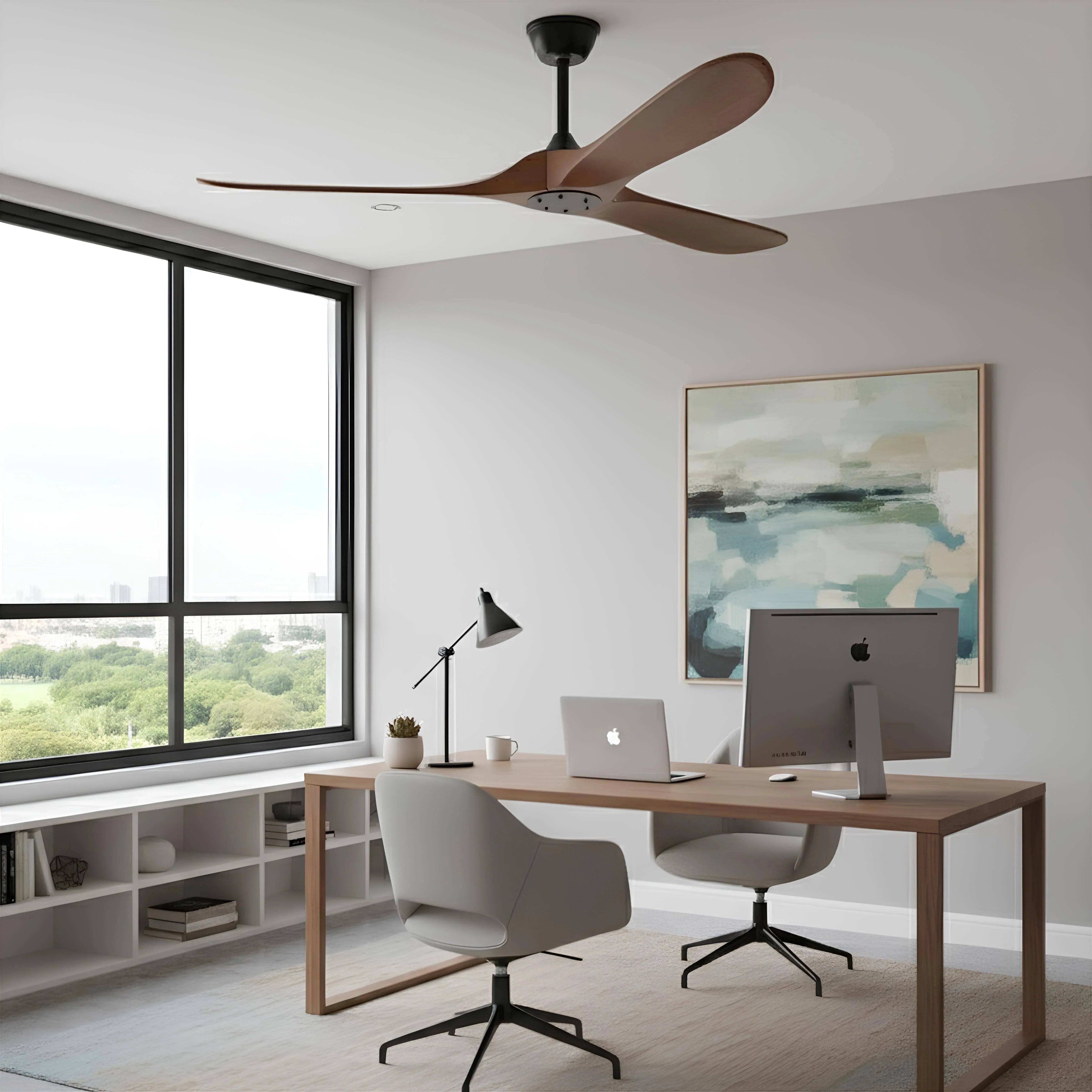 Solid Wood Ceiling Fan, Remote Control Included, DC Motor, 42"/52"/60"