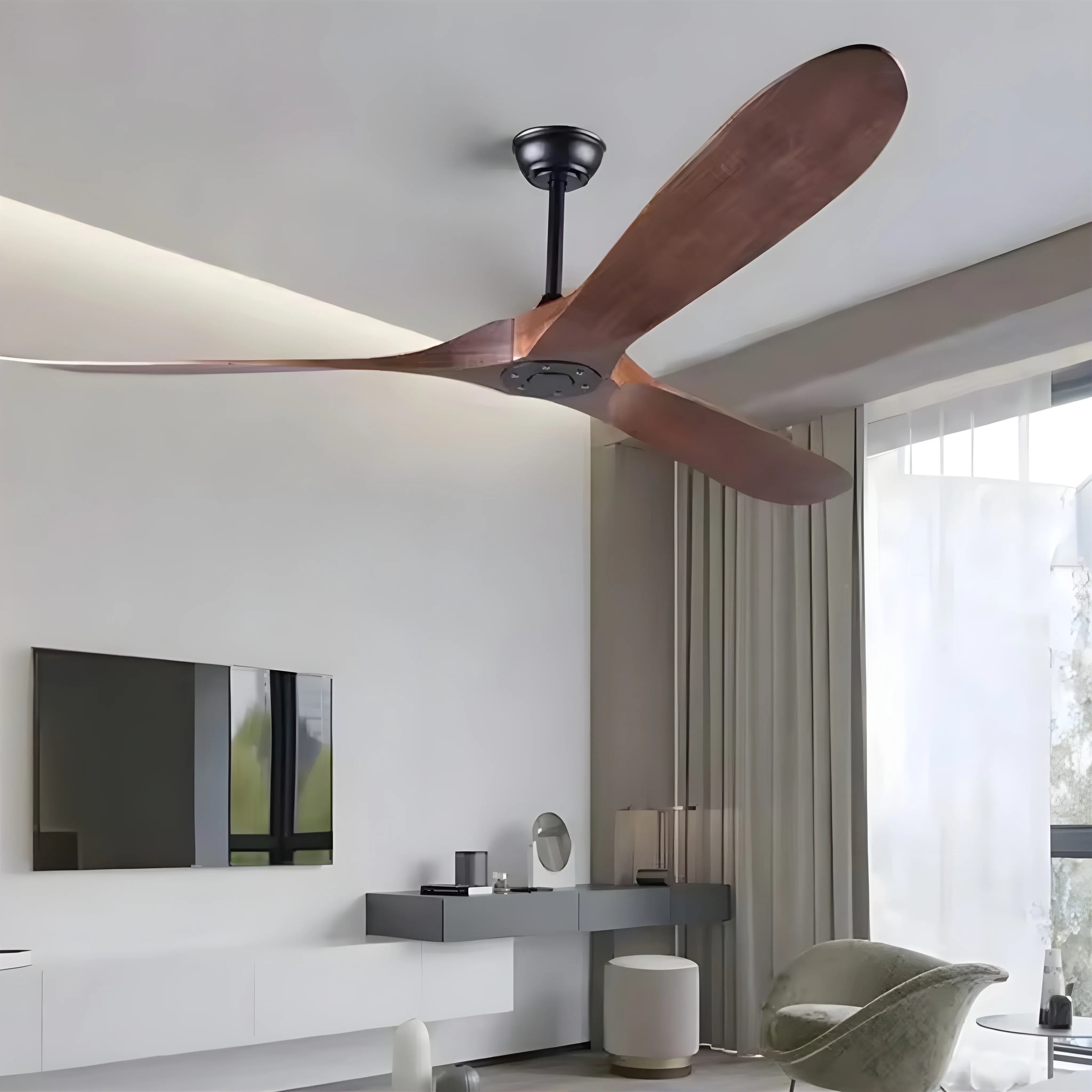 Solid Wood Ceiling Fan, Remote Control Included, DC Motor, 42"/52"/60"