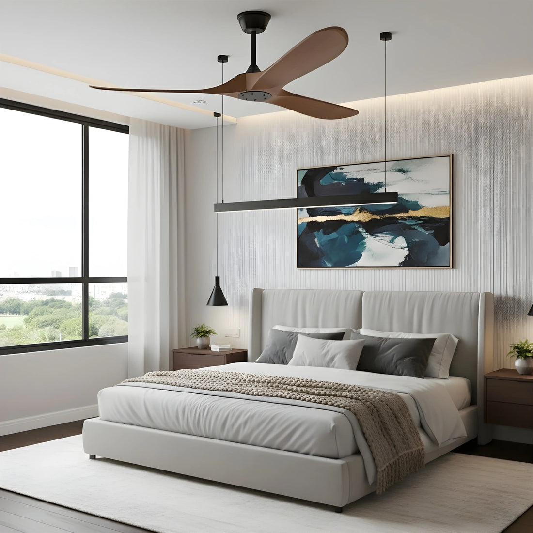 Solid Wood Ceiling Fan, Remote Control Included, DC Motor, 42"/52"/60"