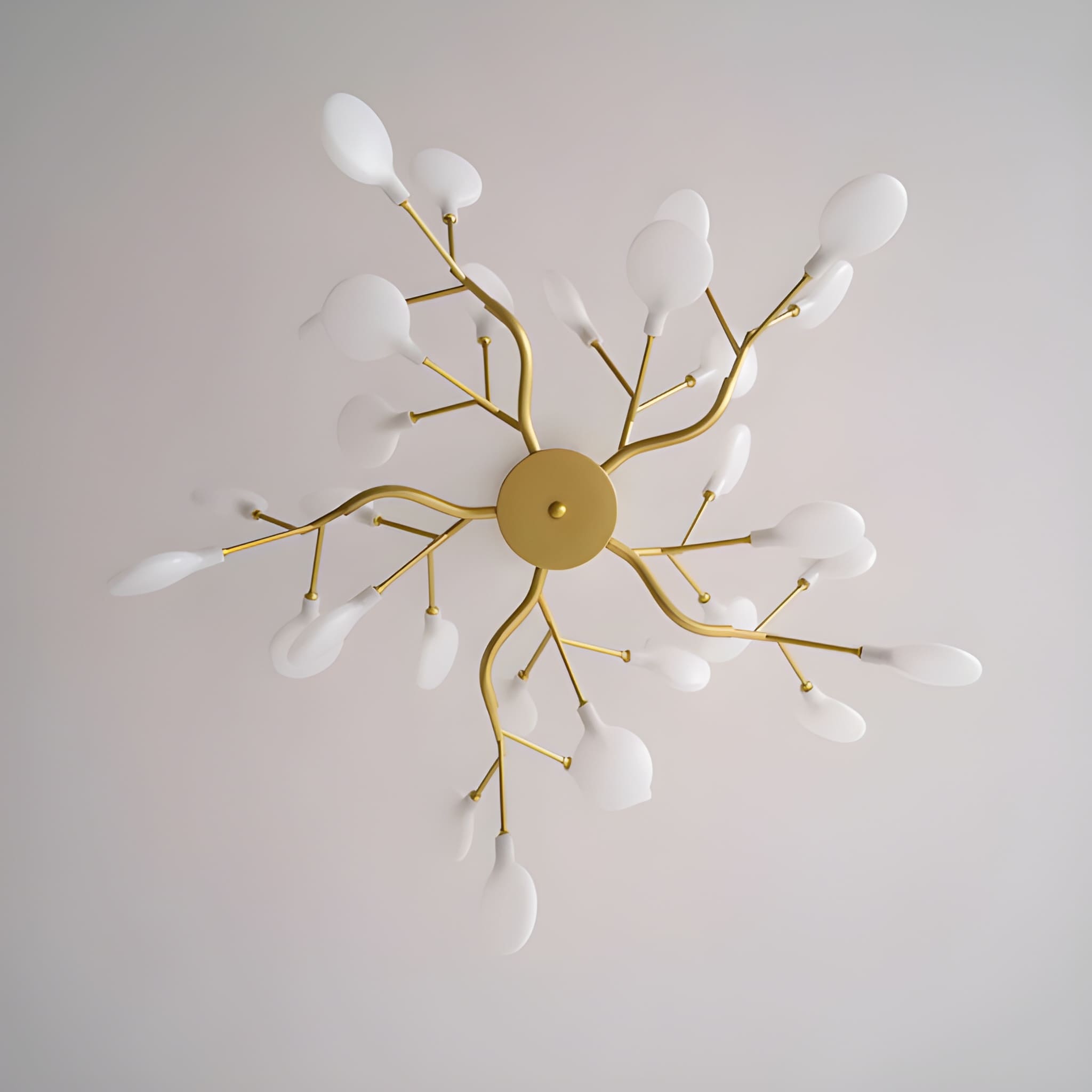 Glass Leaf Modern Sputnik Chandelier - Mid-Century Starburst LED Chandelier