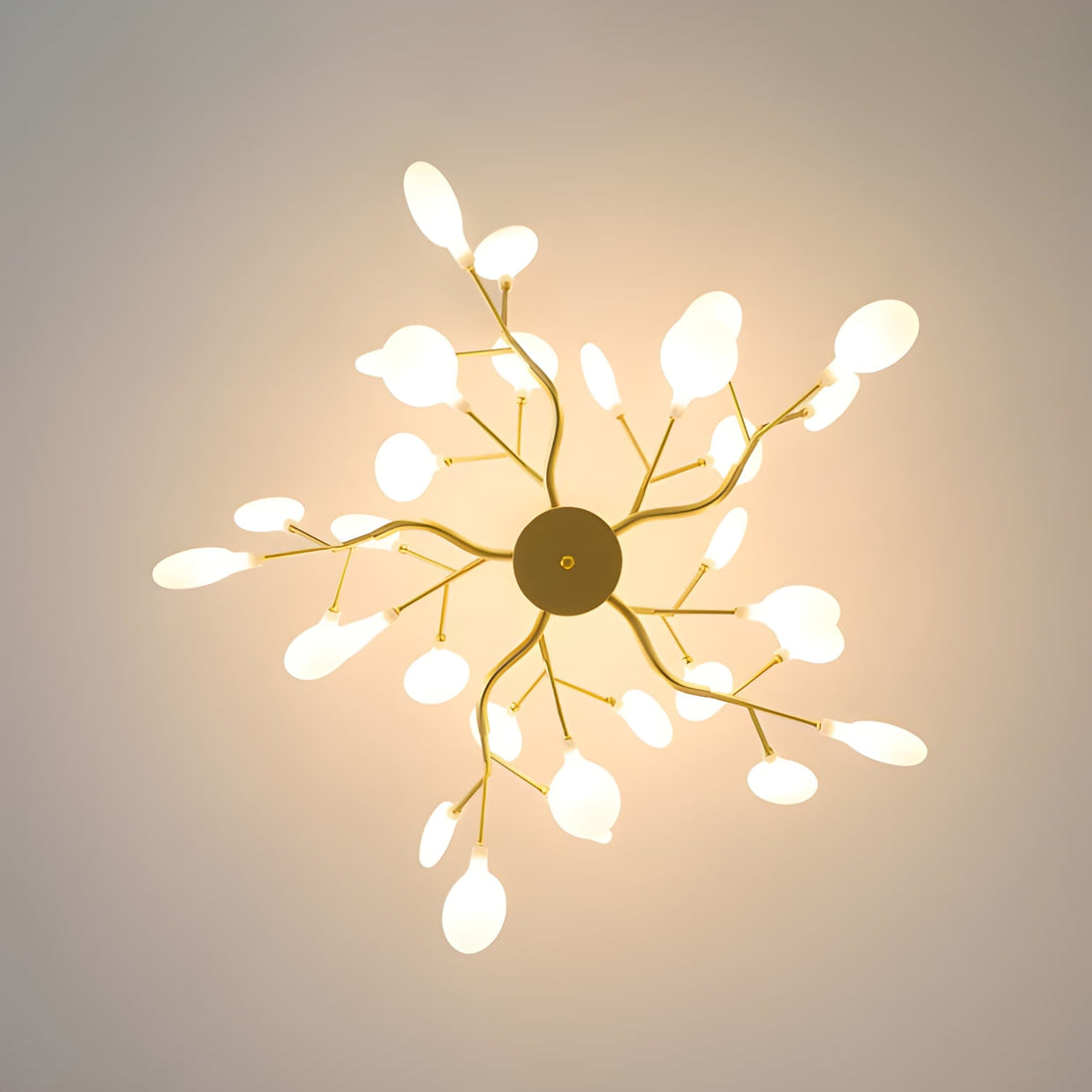 Glass Leaf Modern Sputnik Chandelier - Mid-Century Starburst LED Chandelier
