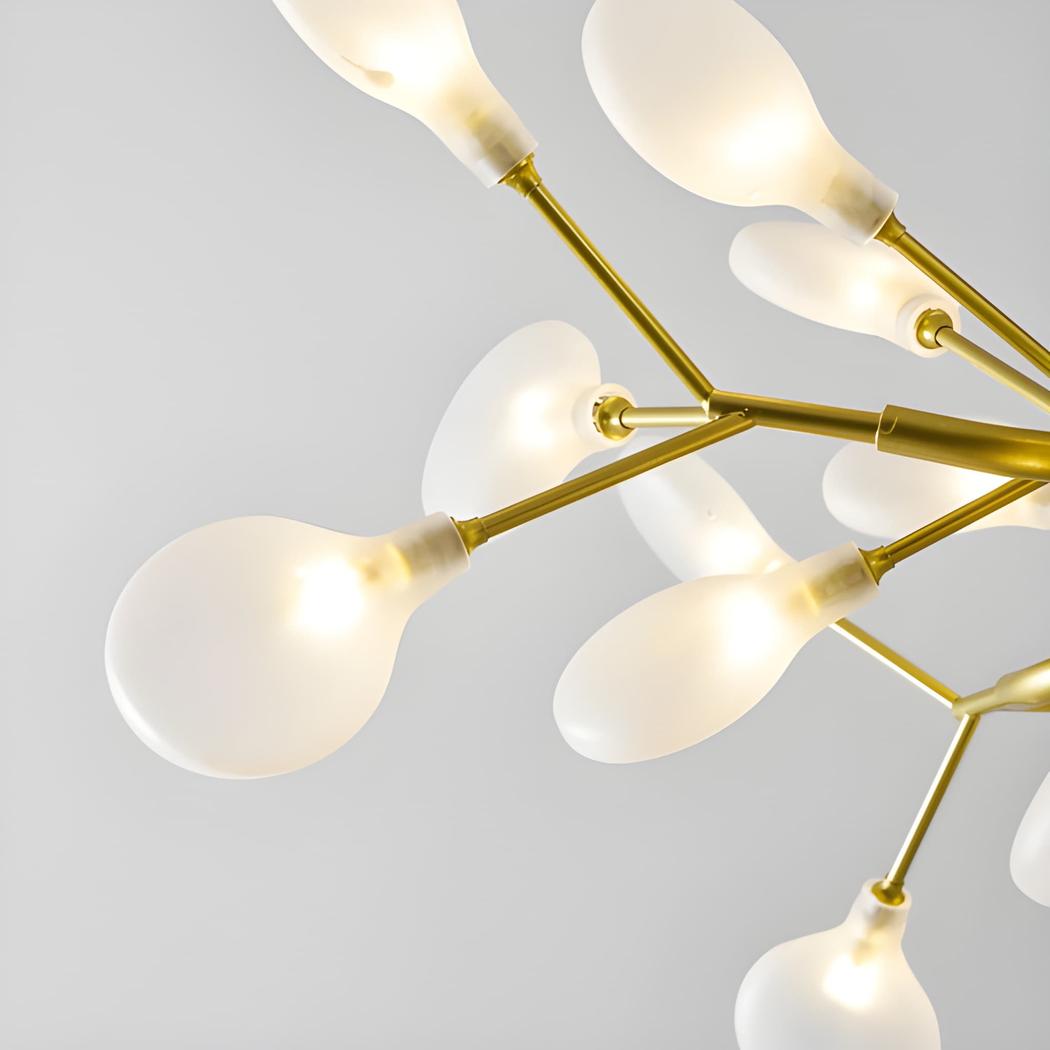 Glass Leaf Modern Sputnik Chandelier - Mid-Century Starburst LED Chandelier