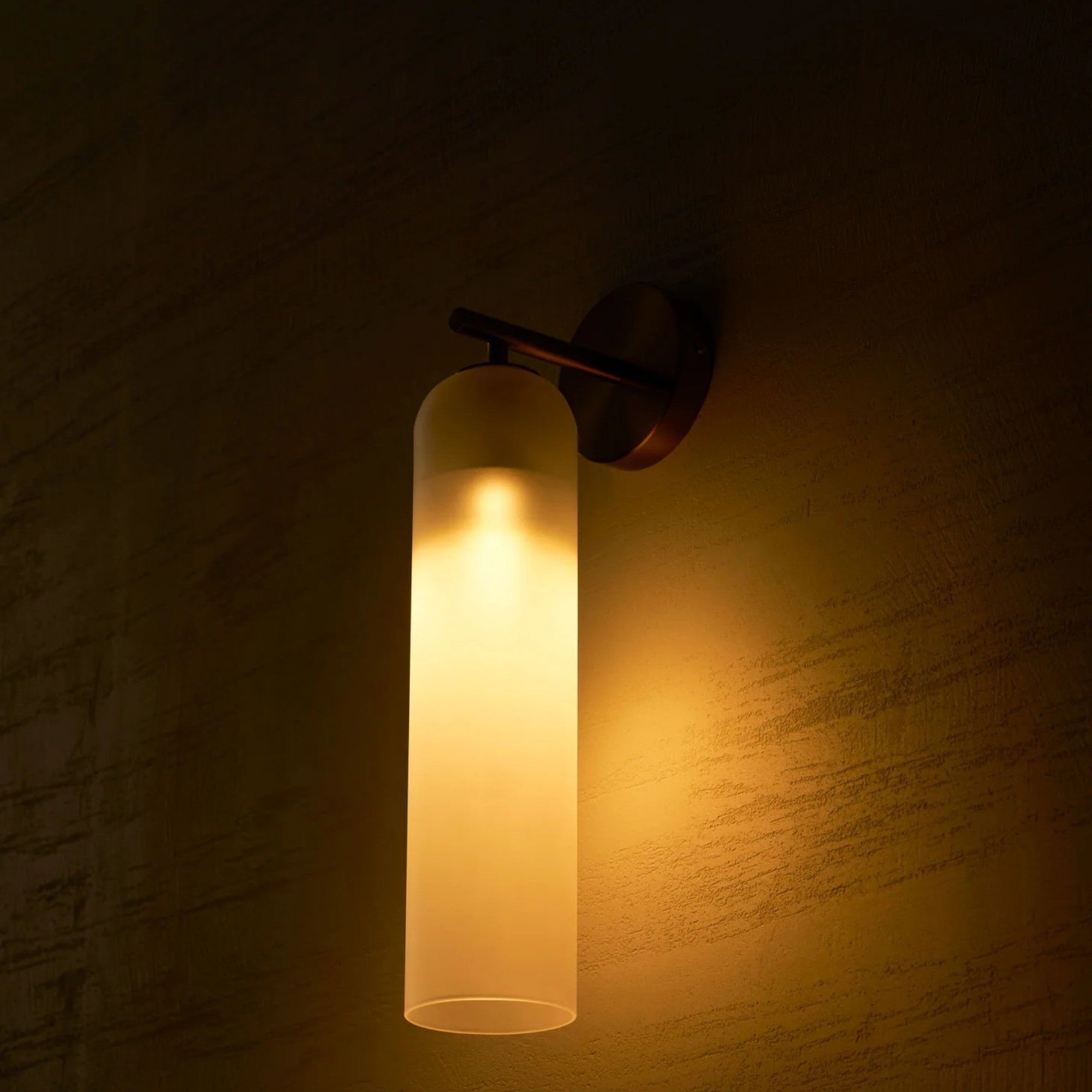 Art Glass Cylinder Wall Sconce with Light - Modern Mouthblown Glass