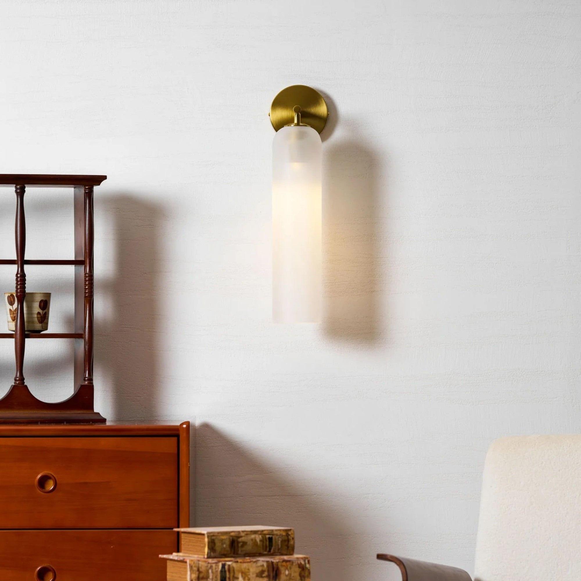 Art Glass Cylinder Wall Sconce with Light - Modern Mouthblown Glass