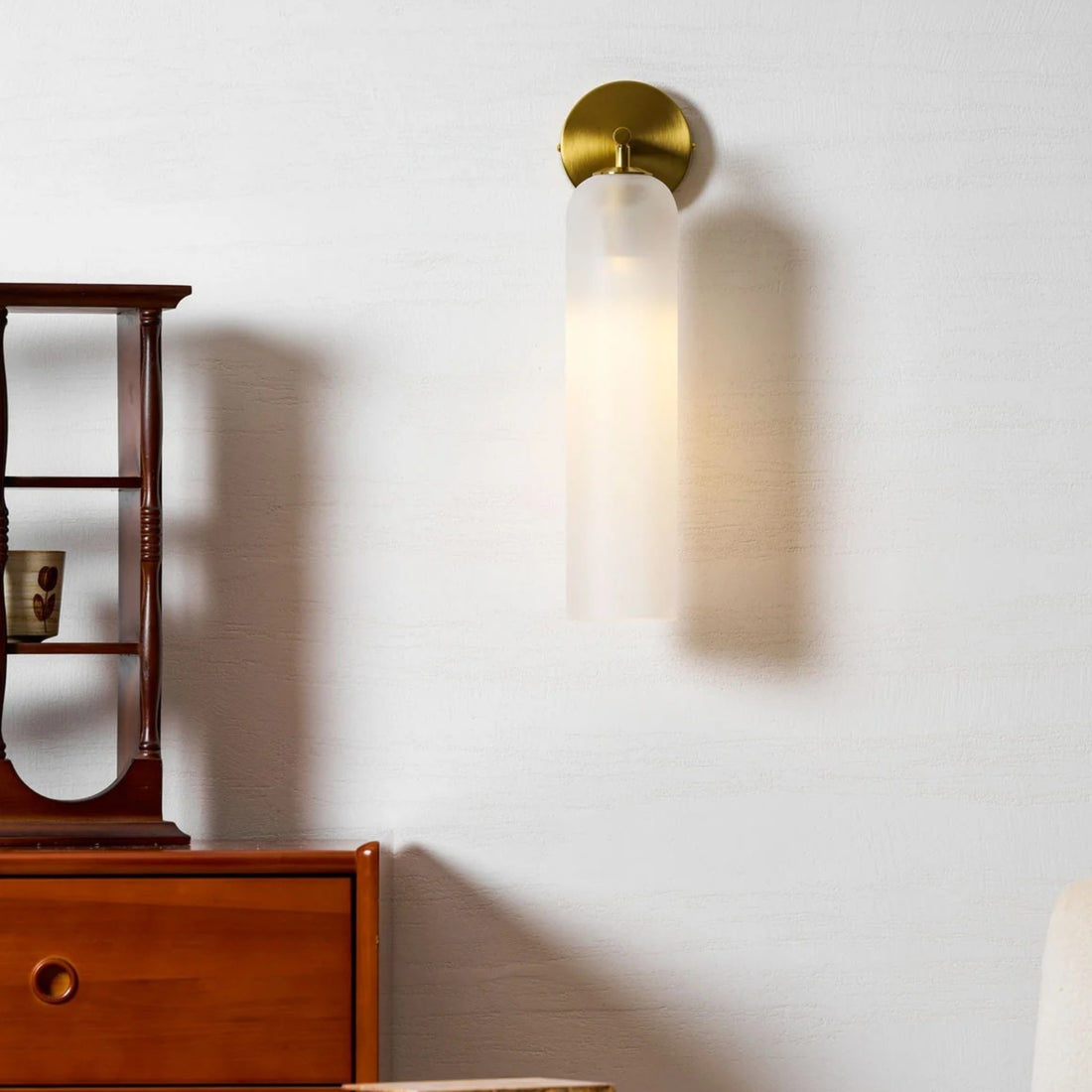 Art Glass Cylinder Wall Sconce with Light - Modern Mouthblown Glass