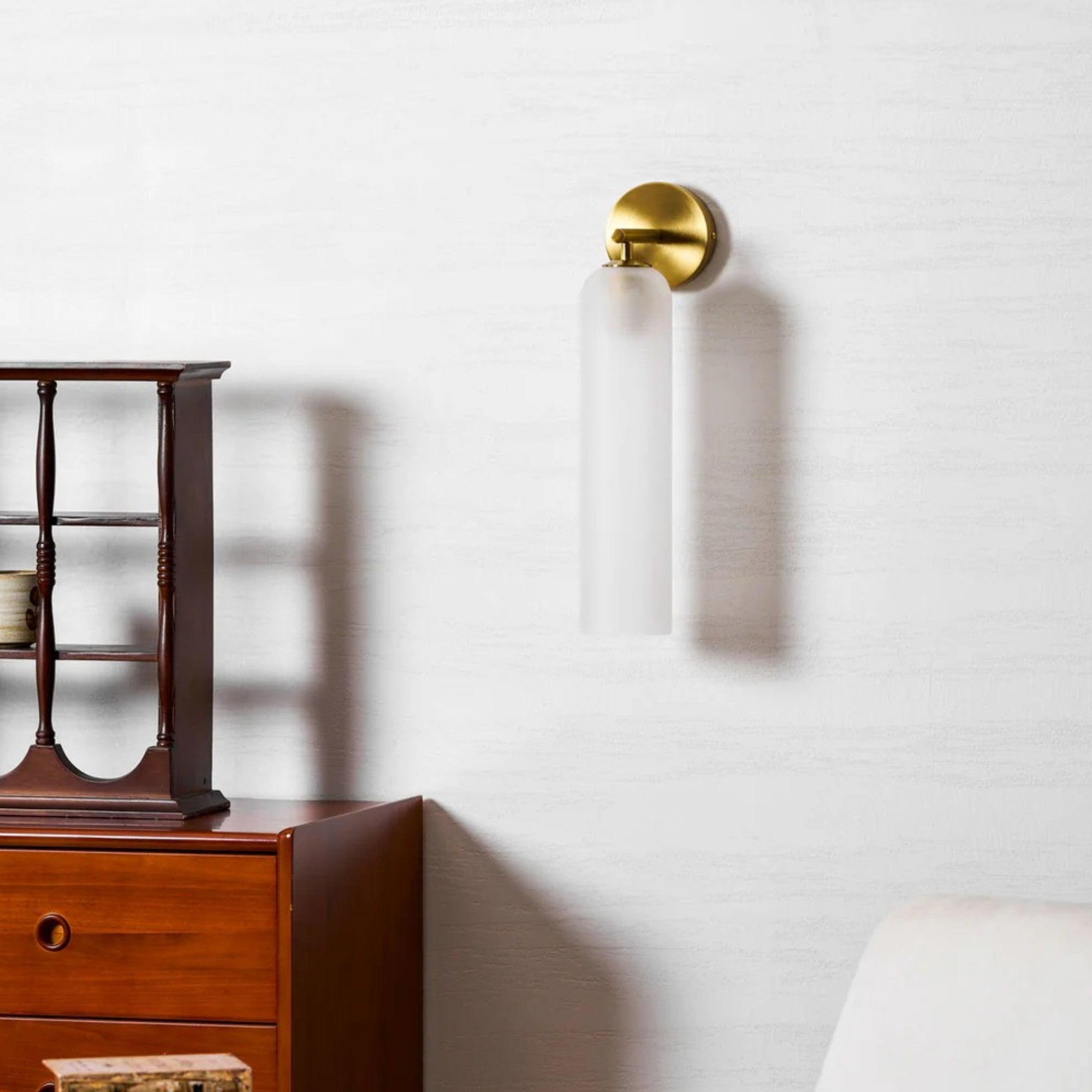 Art Glass Cylinder Wall Sconce with Light - Modern Mouthblown Glass
