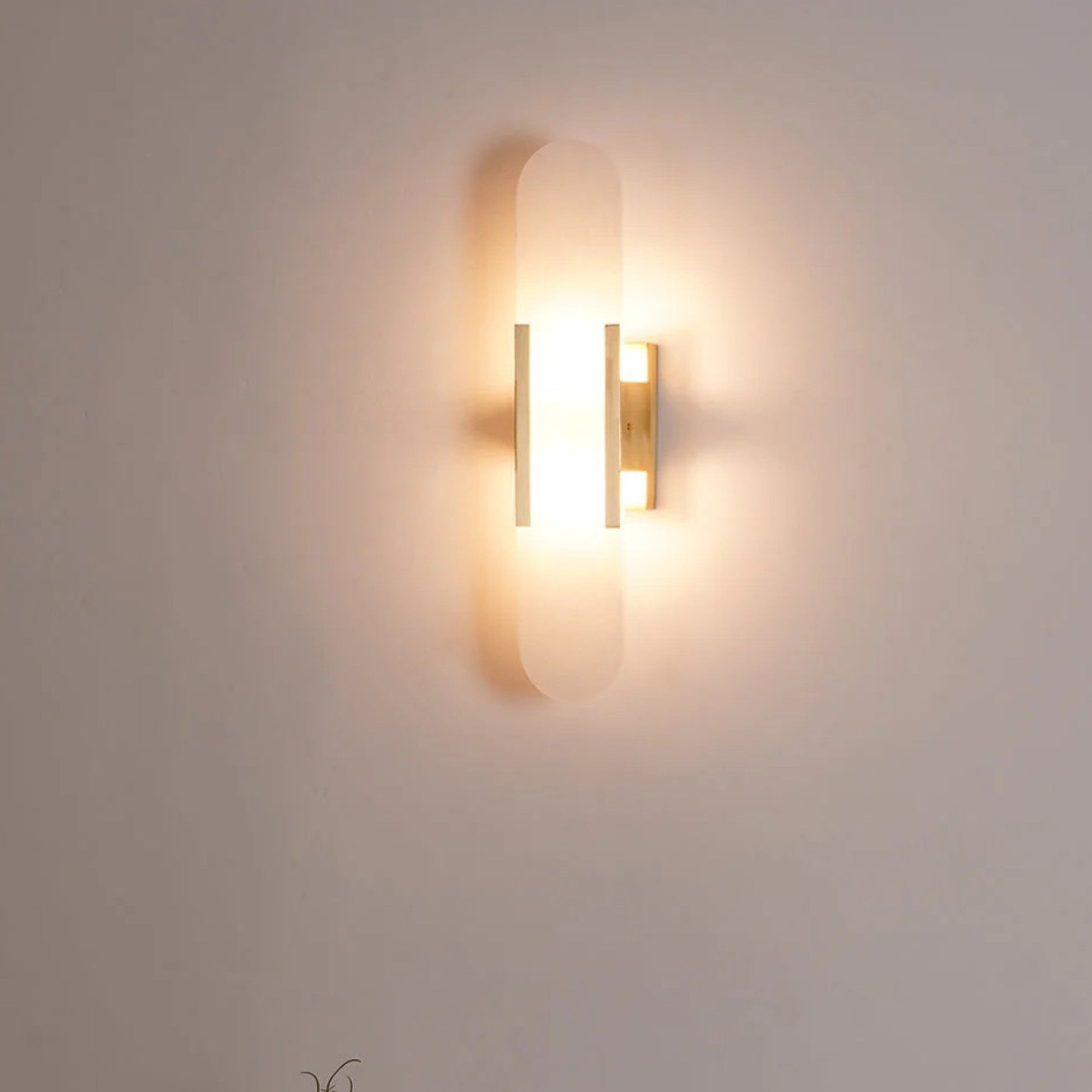 Natural Alabaster Wall Sconce with Light - Modern Brass Indoor Wall Light Fixture