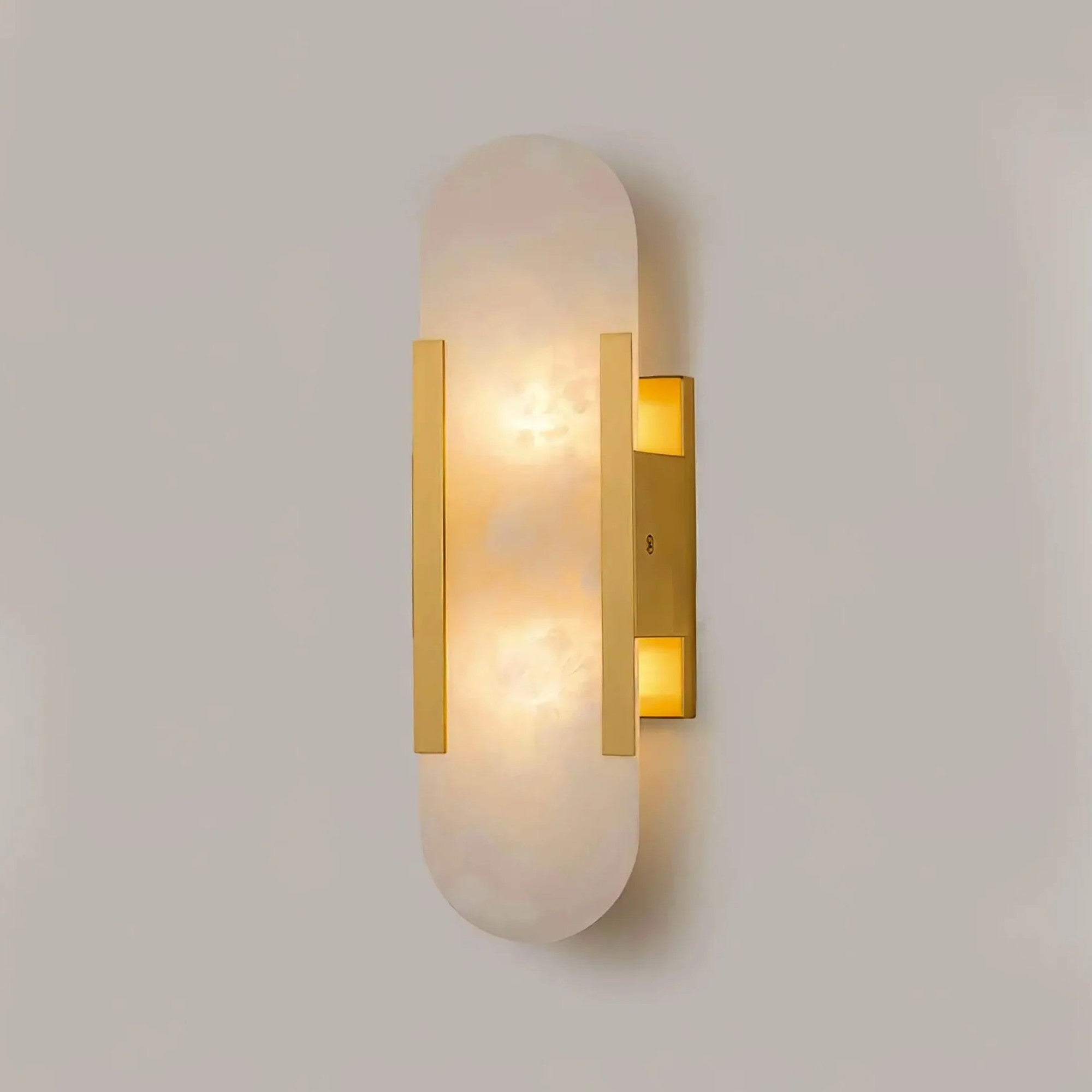 Natural Alabaster Wall Sconce with Light - Modern Brass Indoor Wall Light Fixture