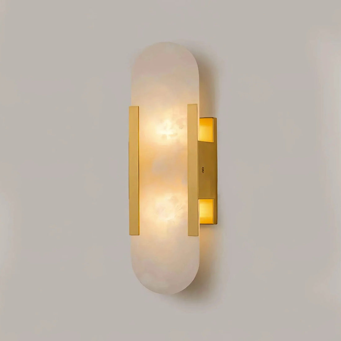 Natural Alabaster Wall Sconce with Light - Modern Brass Indoor Wall Light Fixture