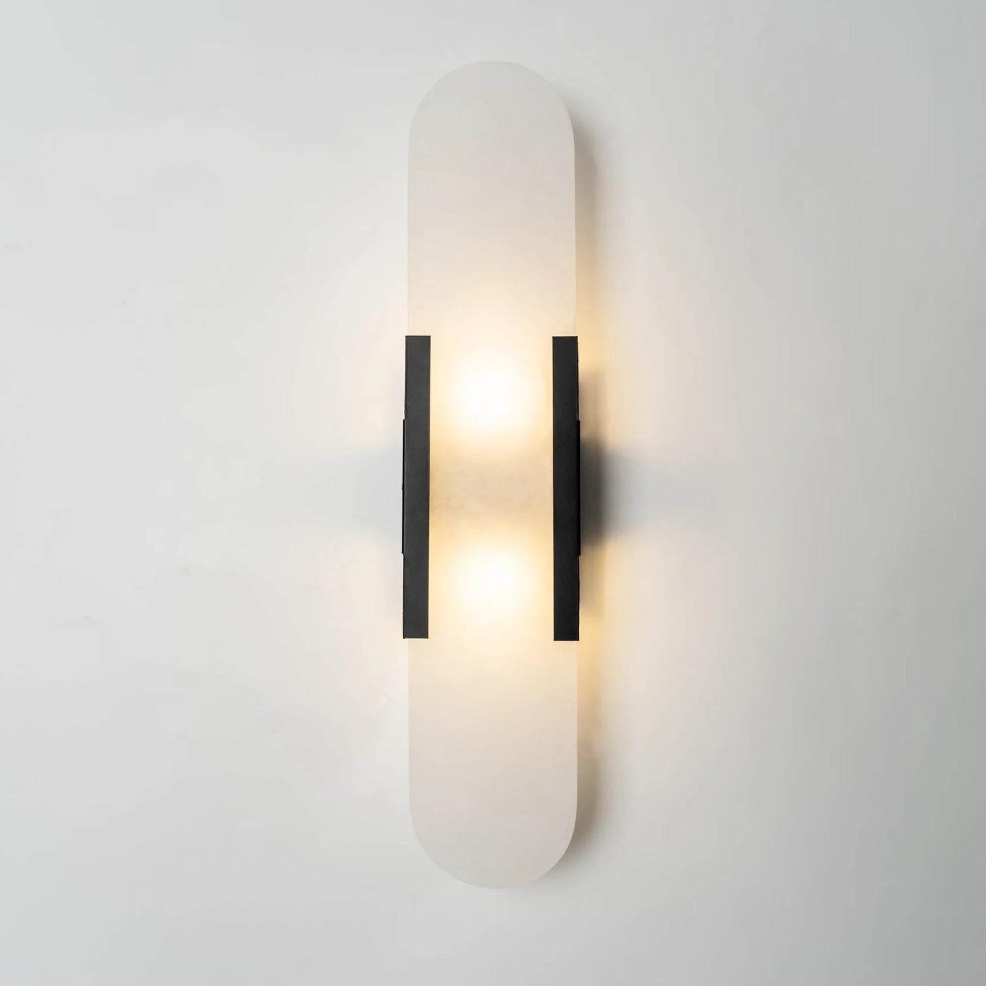 Natural Alabaster Wall Sconce with Light - Modern Brass Indoor Wall Light Fixture
