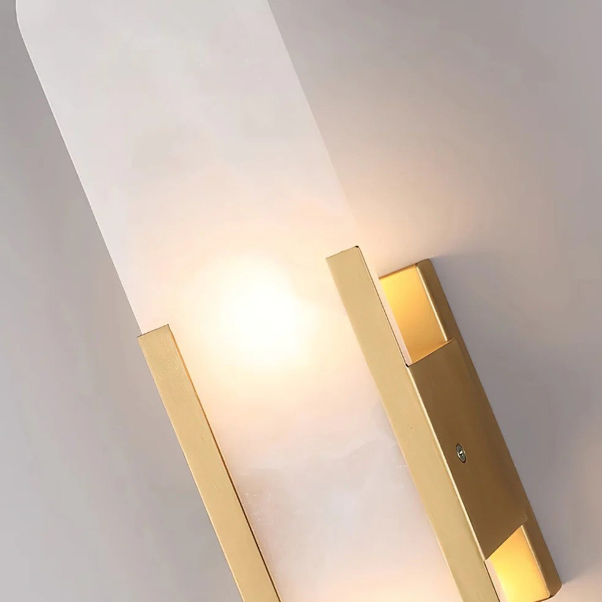 Natural Alabaster Wall Sconce with Light - Modern Brass Indoor Wall Light Fixture