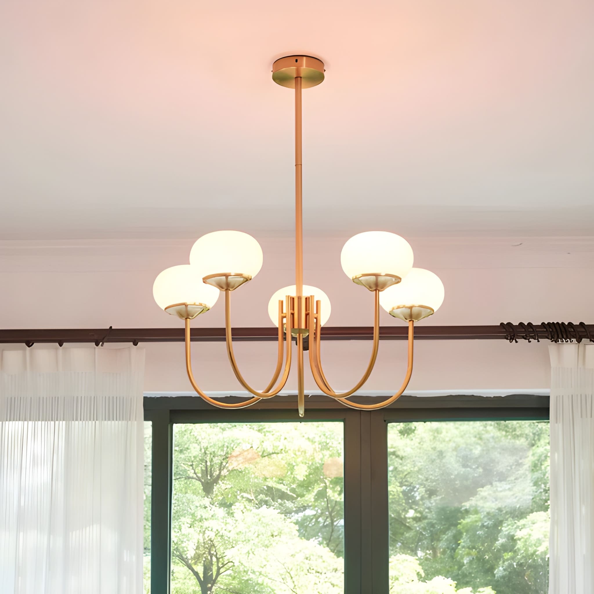 Marshmallow Glass Globe Chandelier - Modern Mid-Century Ceiling Light Fixture