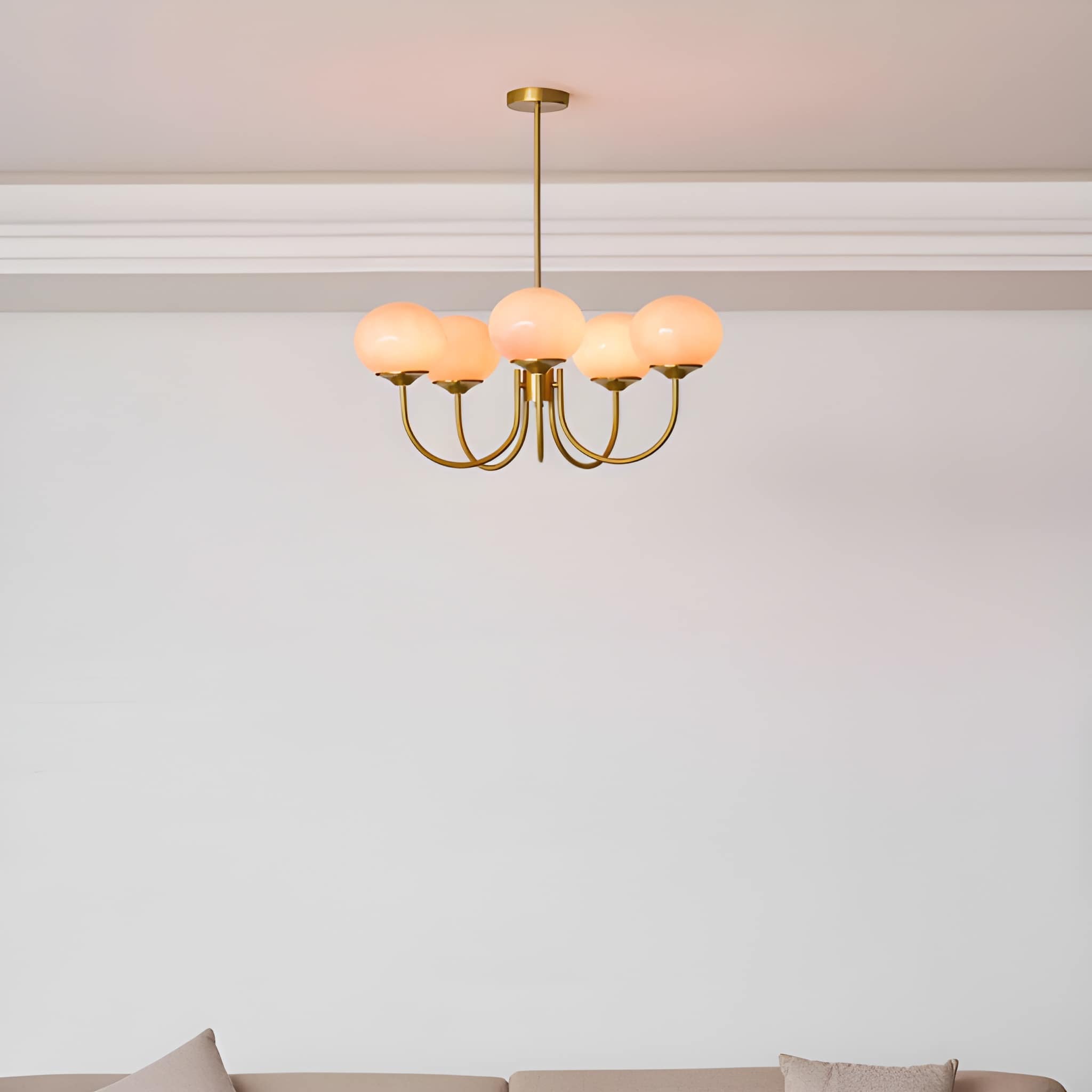 Marshmallow Glass Globe Chandelier - Modern Mid-Century Ceiling Light Fixture