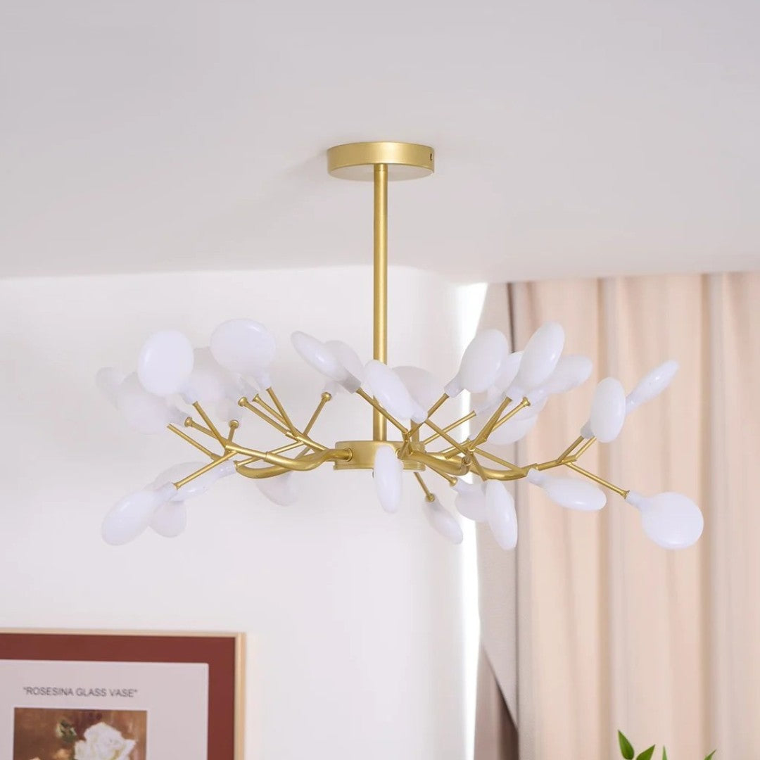 Glass Leaf Modern Sputnik Chandelier - Mid-Century Starburst LED Chandelier