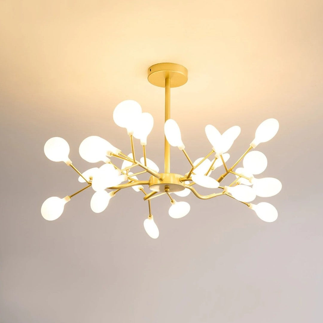 Glass Leaf Modern Sputnik Chandelier - Mid-Century Starburst LED Chandelier