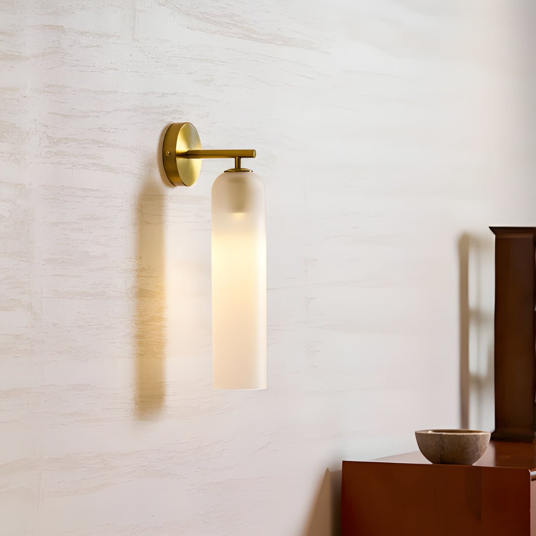 Art Glass Cylinder Wall Sconce with Light - Modern Mouthblown Glass