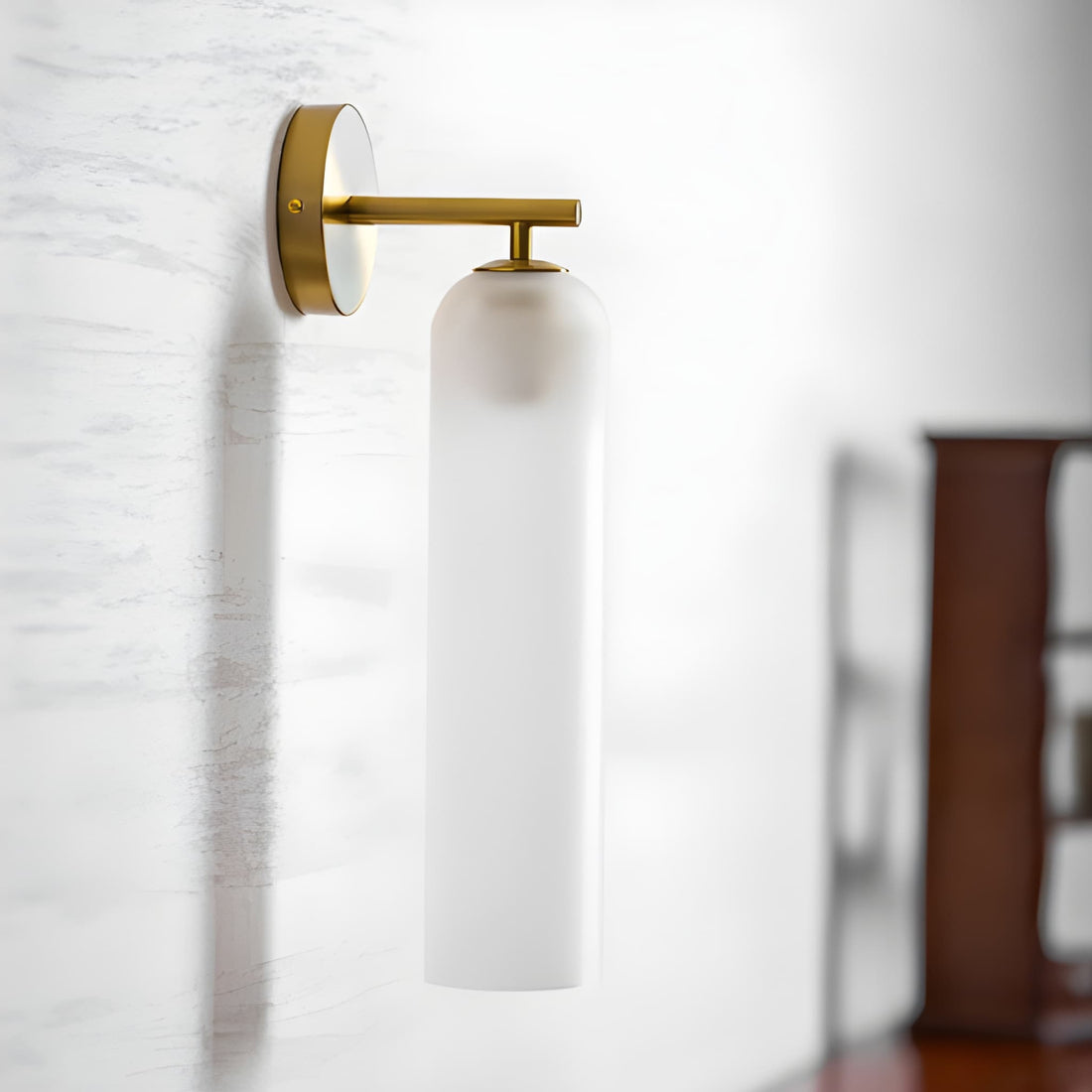 Art Glass Cylinder Wall Sconce with Light - Modern Mouthblown Glass
