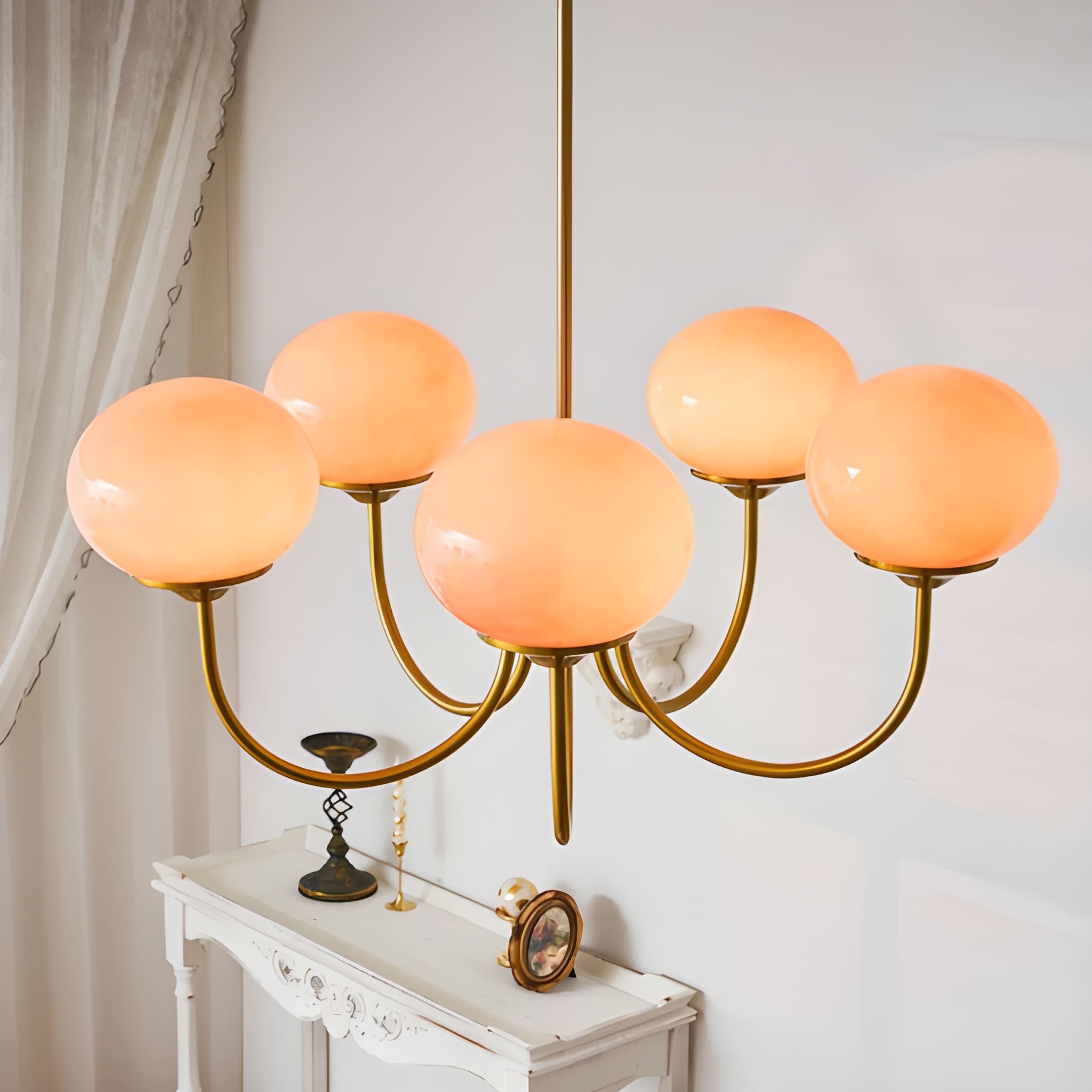 Marshmallow Glass Globe Chandelier - Modern Mid-Century Ceiling Light Fixture