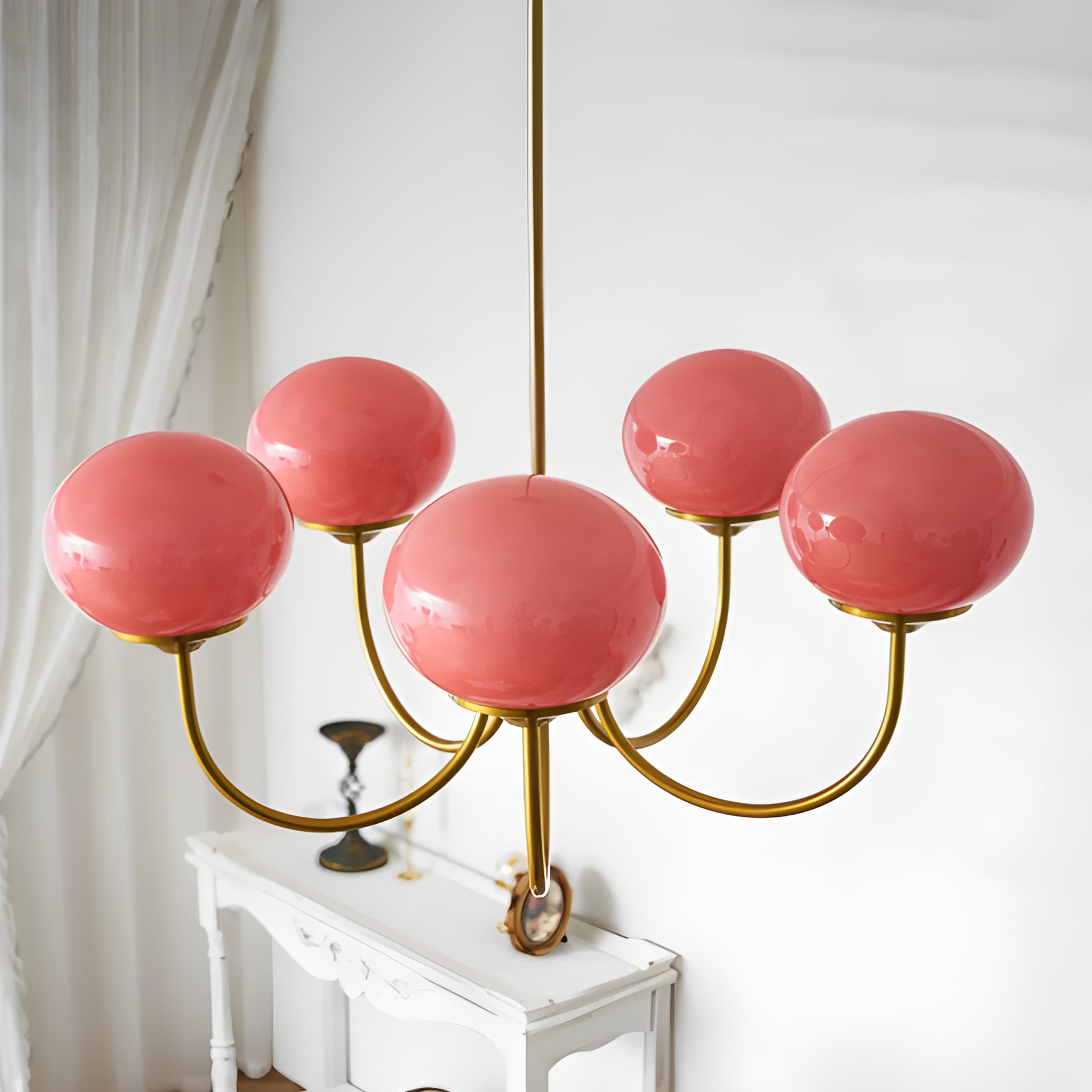 Marshmallow Glass Globe Chandelier - Modern Mid-Century Ceiling Light Fixture