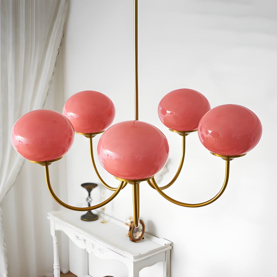Marshmallow Glass Globe Chandelier - Modern Mid-Century Ceiling Light Fixture
