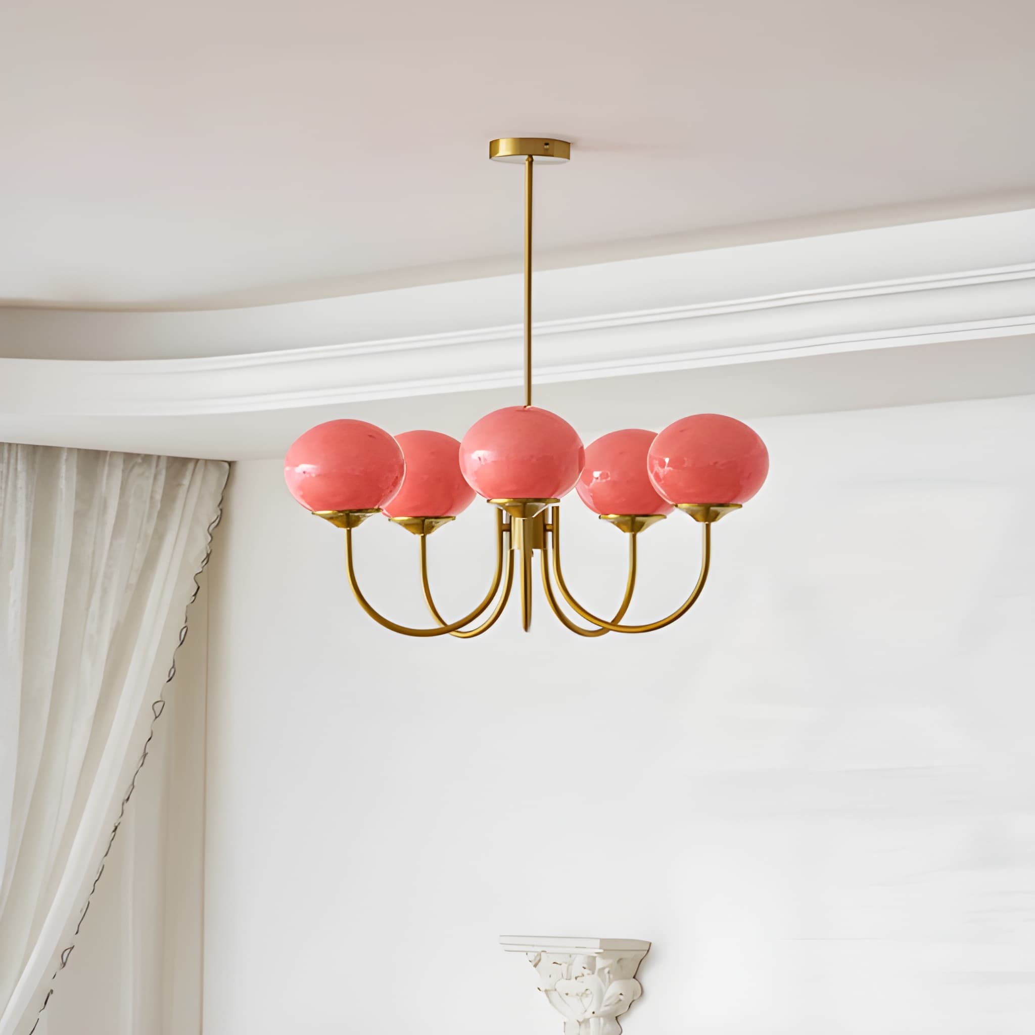 Marshmallow Glass Globe Chandelier - Modern Mid-Century Ceiling Light Fixture